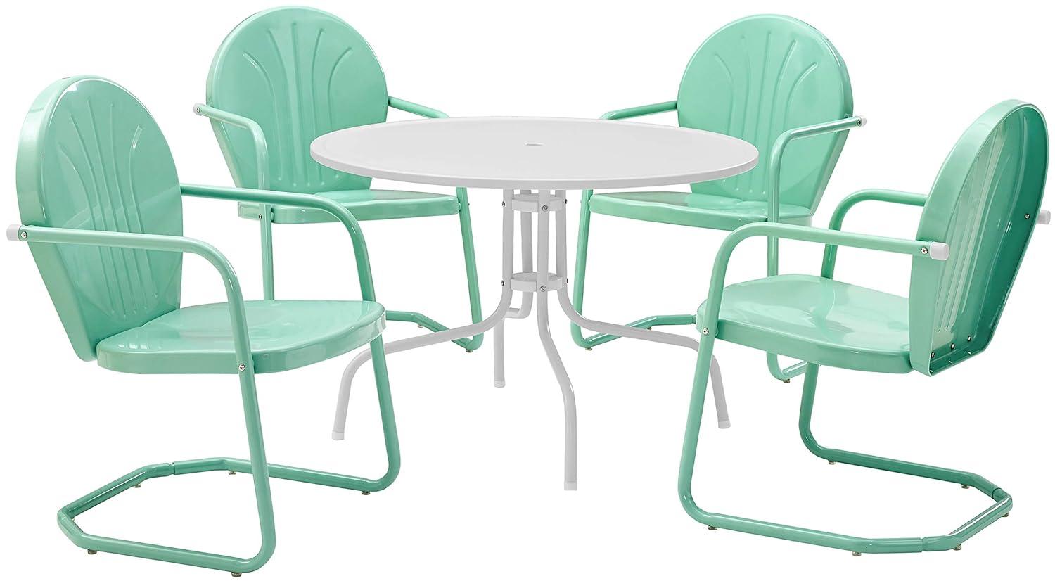 Burley Round 4 - Person 39" Long Powder Coated Steel Dining Set
