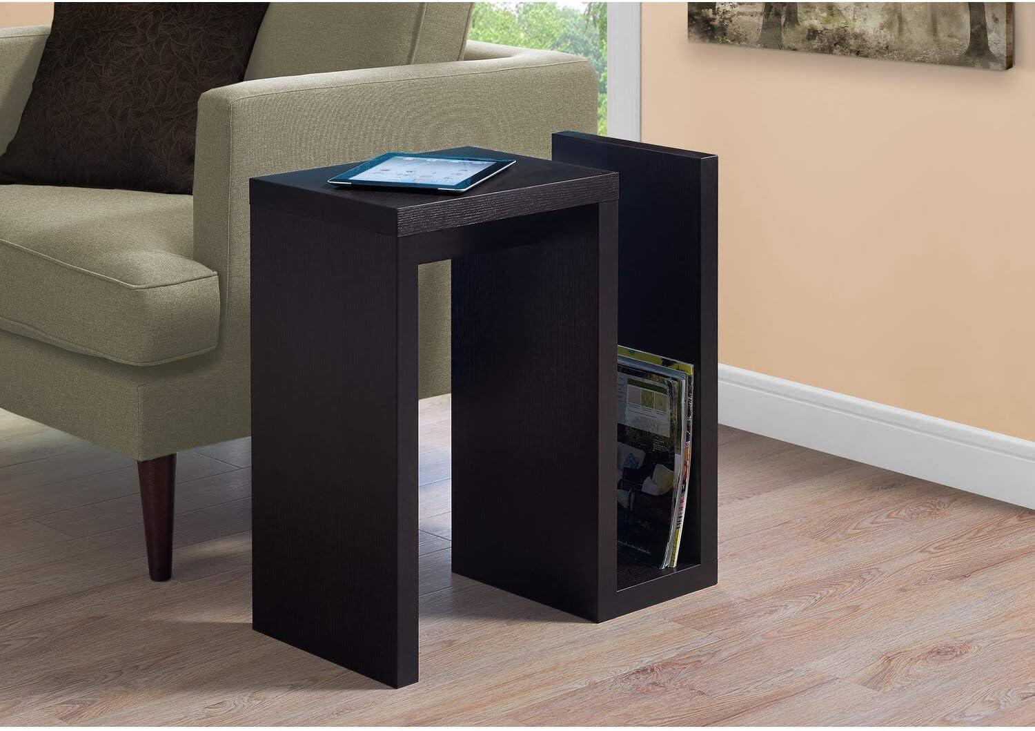 Monarch Specialties Accent Table Side End Narrow Small Living Room Bedroom Laminate Brown Contemporary Modern