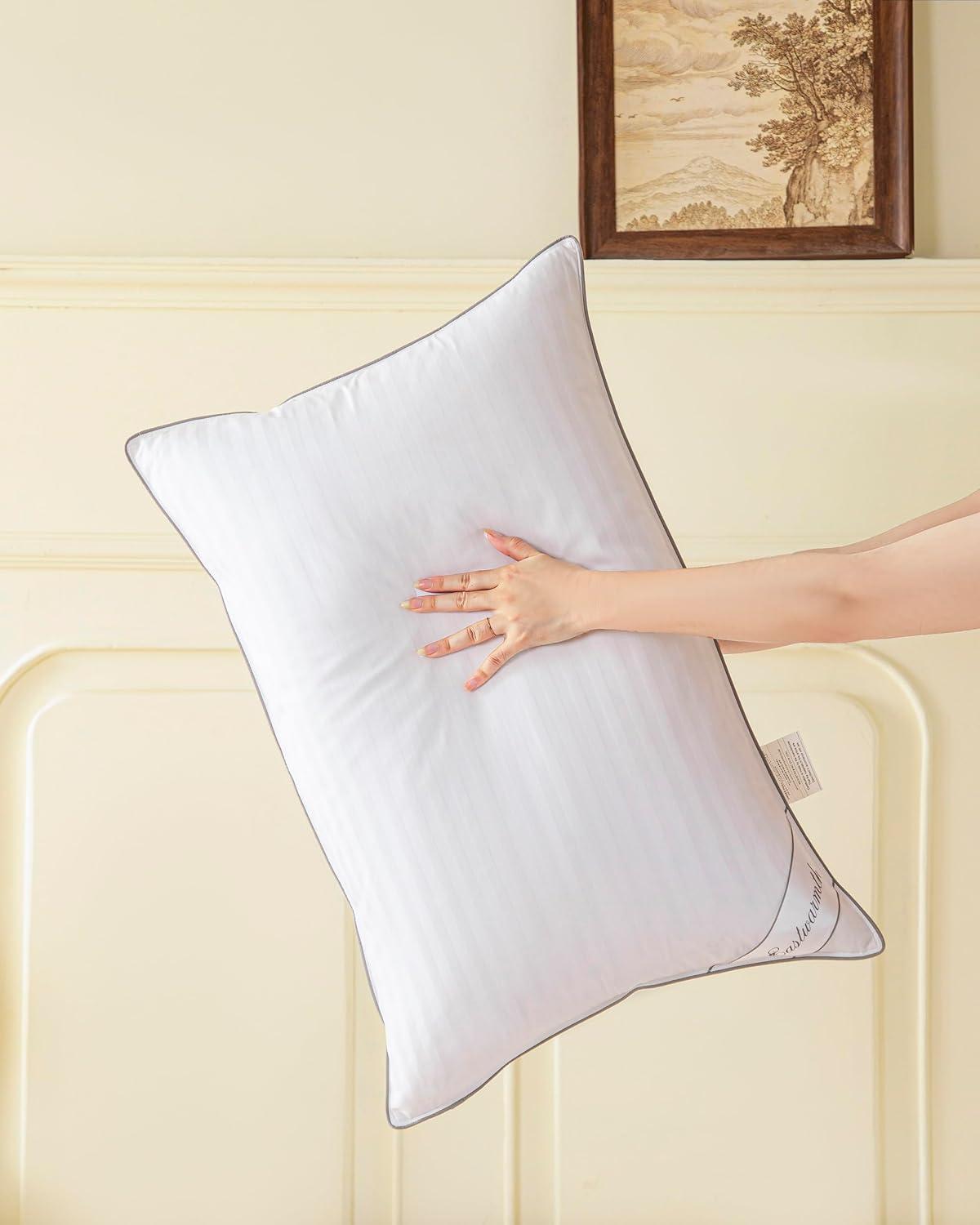 Natural Goose Down&Feather Pair Pillows Insert, Set of 2 Bedding Soft Pillows 100% Soft Cotton Queen 20x30in