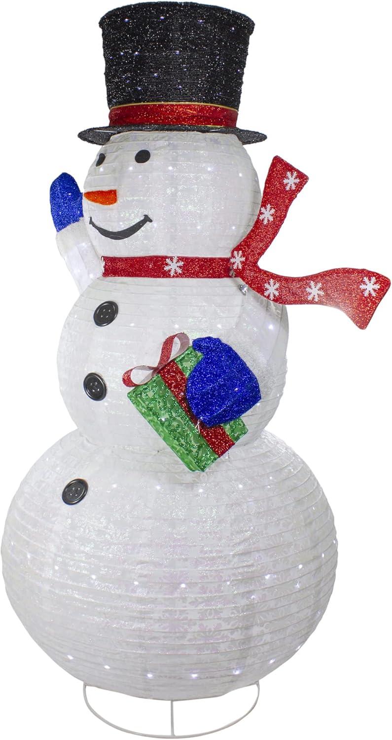 71" LED Lighted White Iridescent Twinkling Snowman Outdoor Christmas Decoration