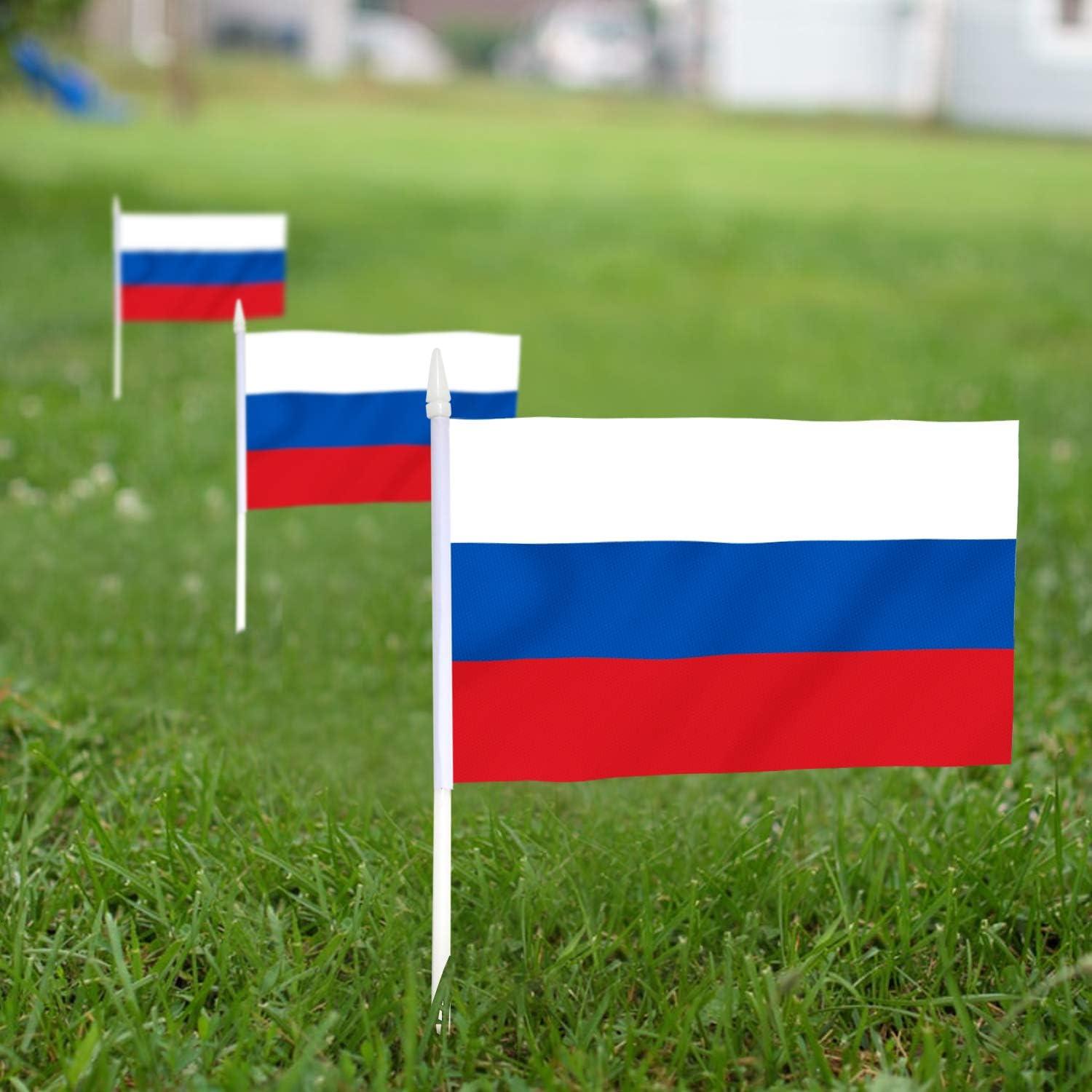 Anley Russia Mini Flag 12 Pack - Hand Held Small Miniature Russian Flags