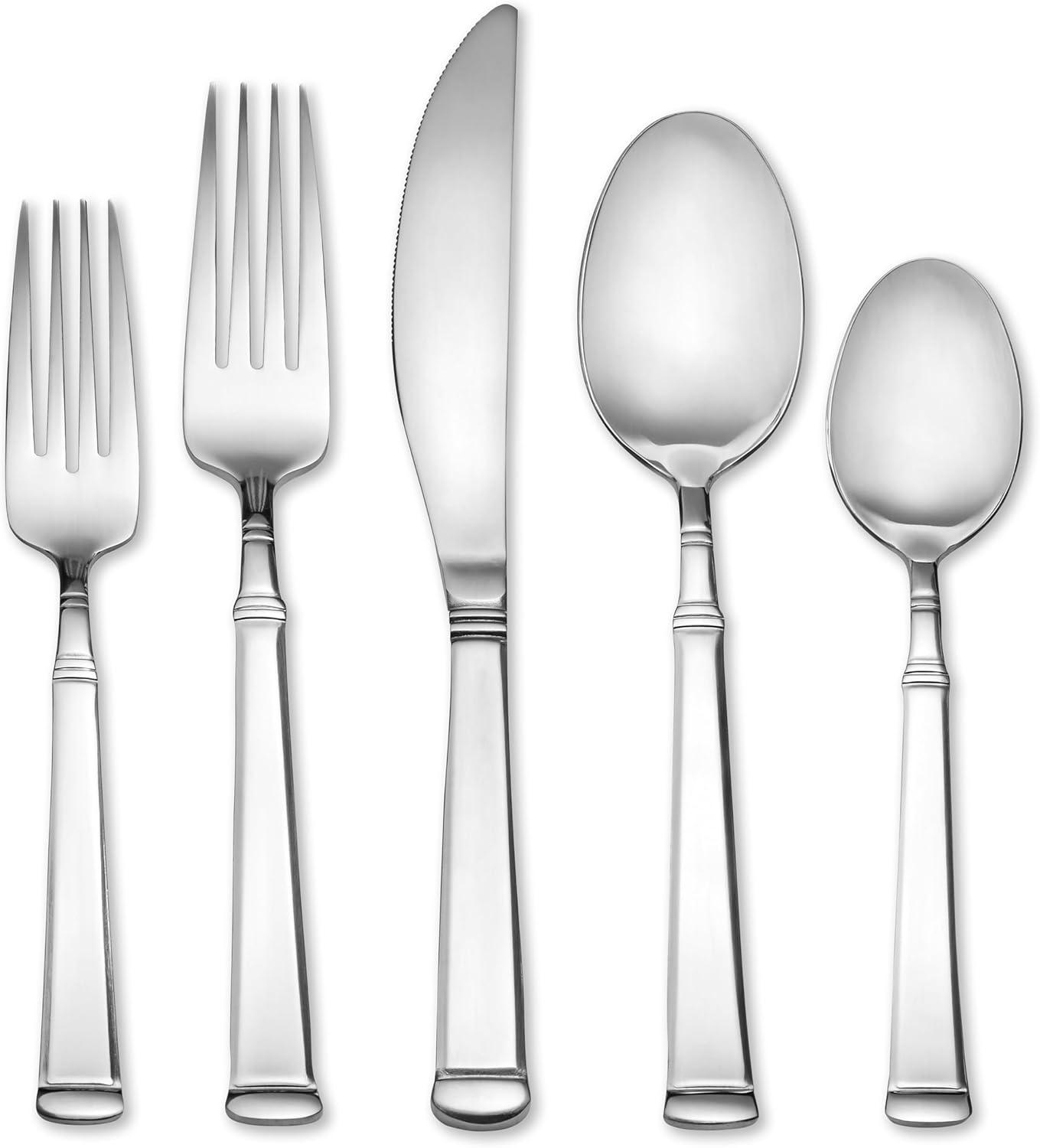 Avenue 20-Piece Stainless Steel Flatware Set with Banded Rim