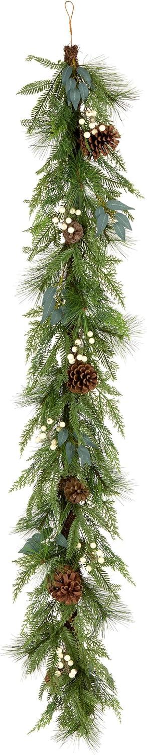 6' Unlit Evergreen Garland with White Berries & Pine Cones - National Tree Company