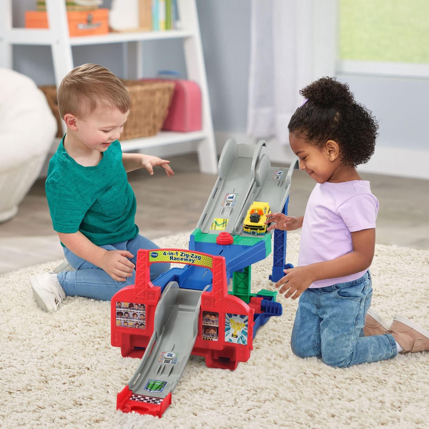 VTech Go! Go! Smart Wheels 4-in-1 Zig-Zag Raceway with Accessories, Baby and Toddler Toys
