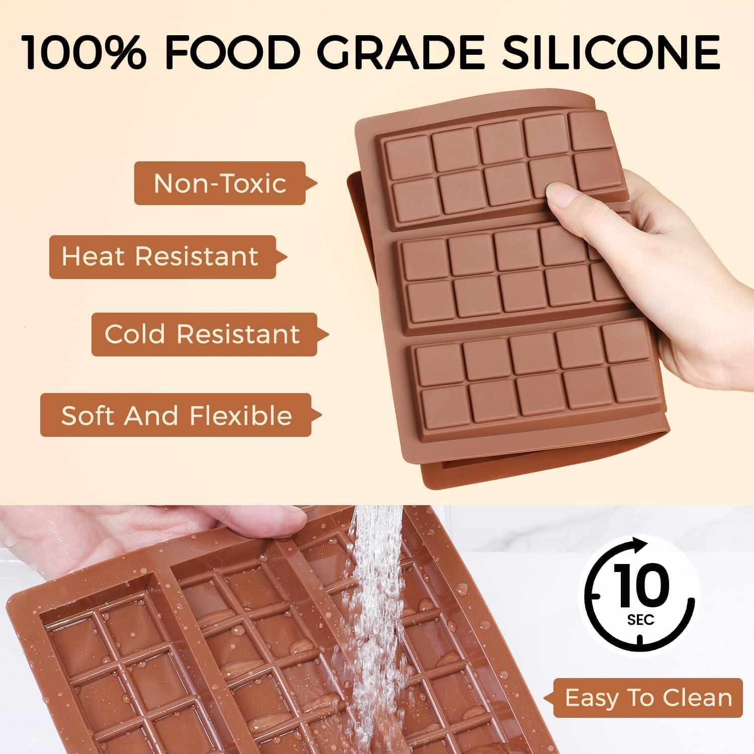 Fimary Chocolate Molds, Rectangle Chocolate Bar Sweet Molds Silicone Bakeware Wax Melt Molds, Pack of 1