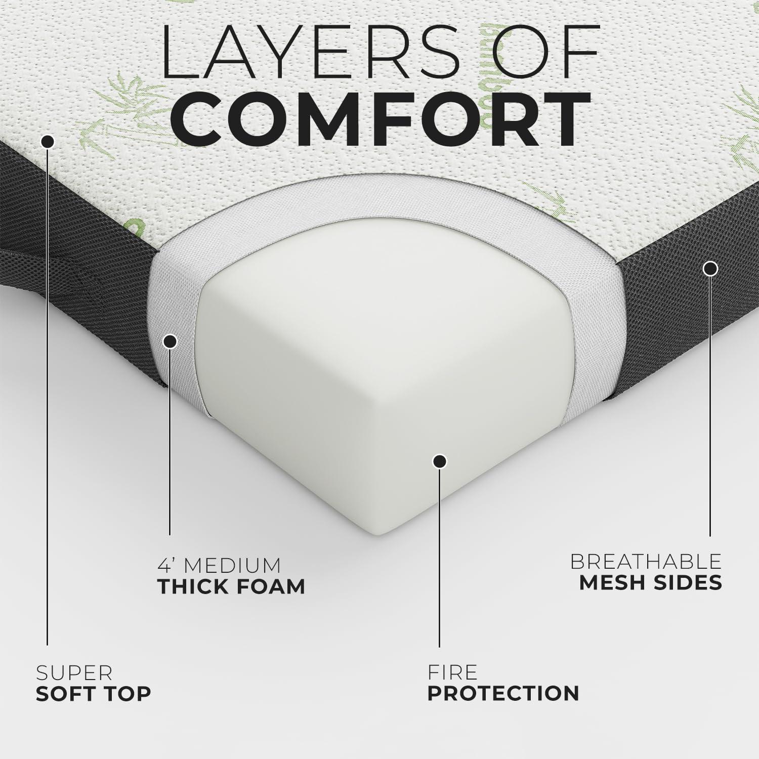 Cozzzi Trifold Mattress for Floor and Traveling with Removable Cover - Lightweight and Portable Mattress for Adults & Kids - Compact and Easy to Storage (75in x 31in x 4in)