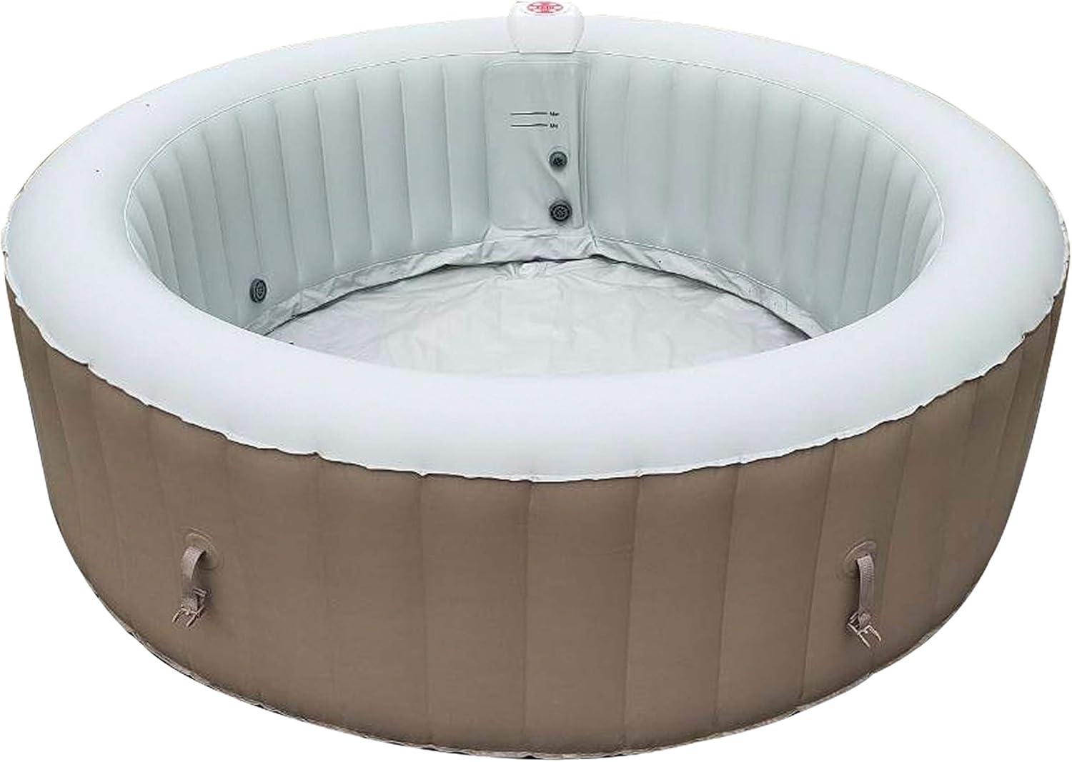 Brown Round Inflatable 6-Person Hot Tub Spa with Cover