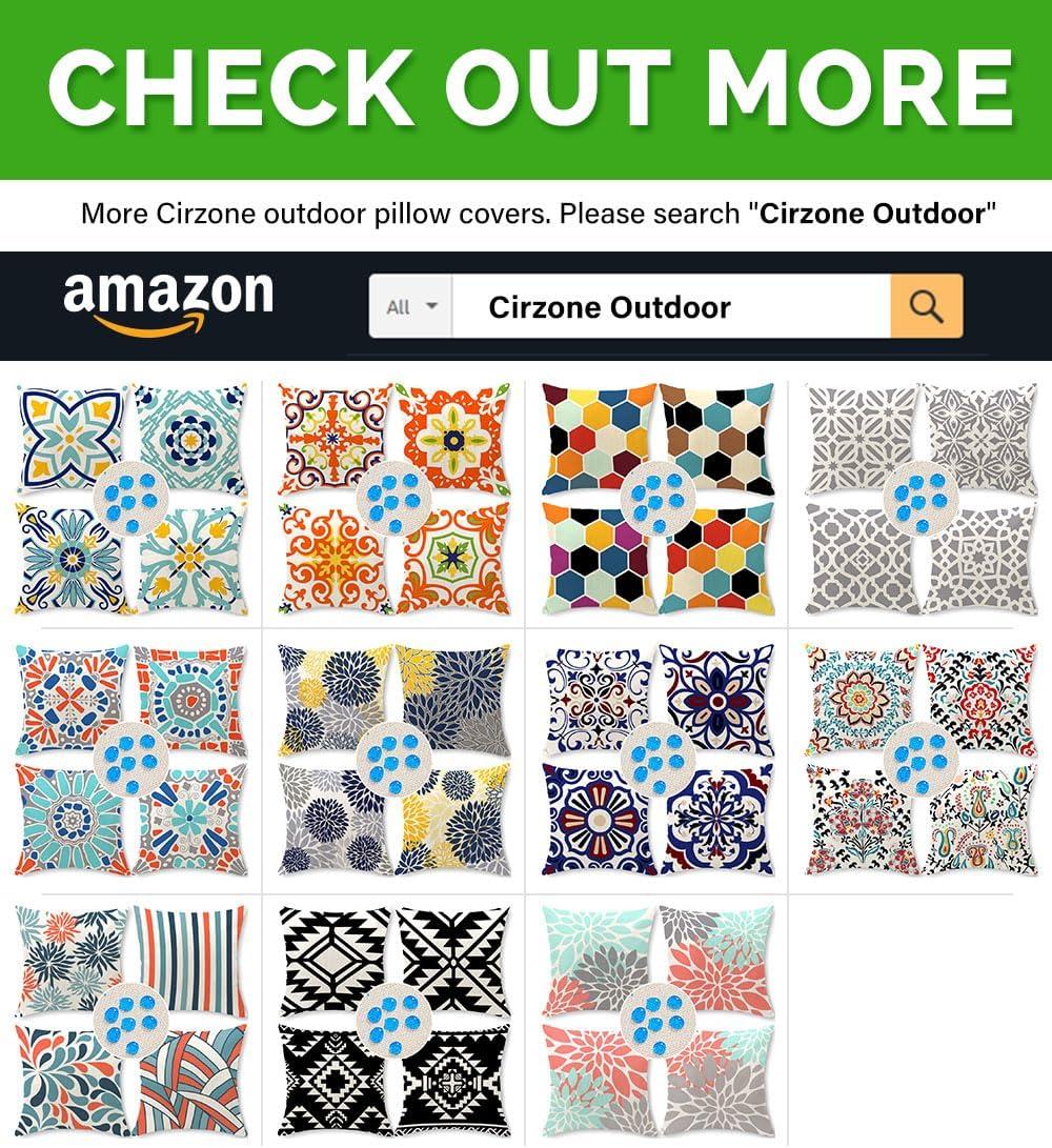 Outdoor Pillows, Outdoor Pillow Covers 18x18 Set of 4 Waterproof Decorative Throw Pillow Covers Boho Decorations for Patio, Garden, Balcony