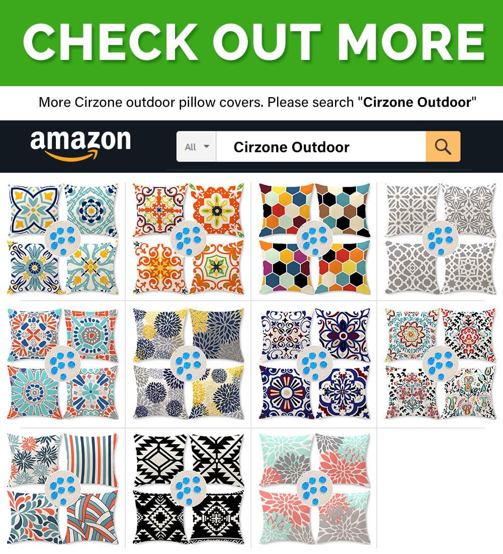 Outdoor Pillows, Outdoor Pillow Covers 18x18 Set of 4 Waterproof Decorative Throw Pillow Covers Boho Decorations for Patio, Garden, Balcony