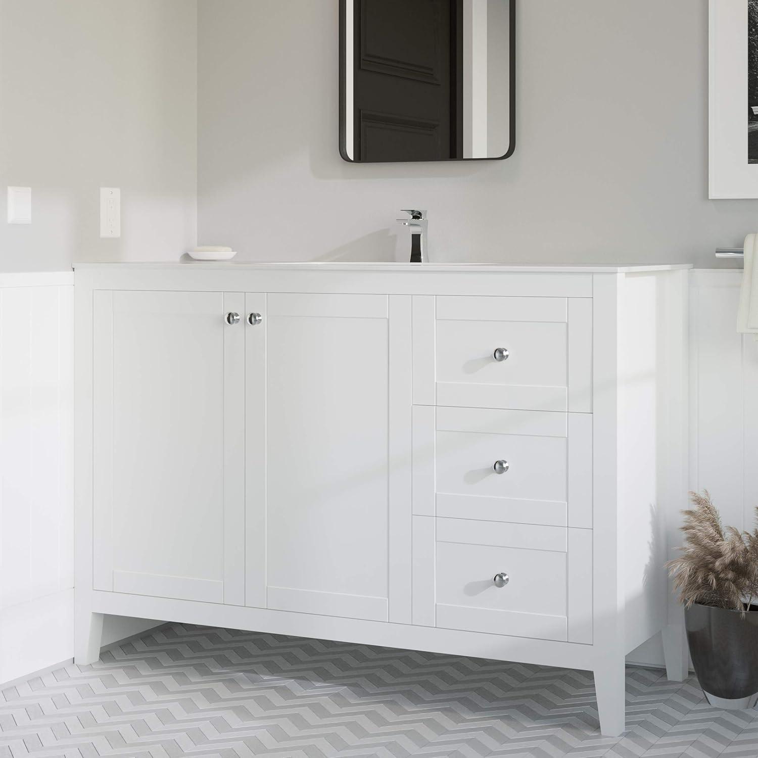 Swiss Madison 47.56'' Single Bathroom Vanity Top in Glossy White with Sink