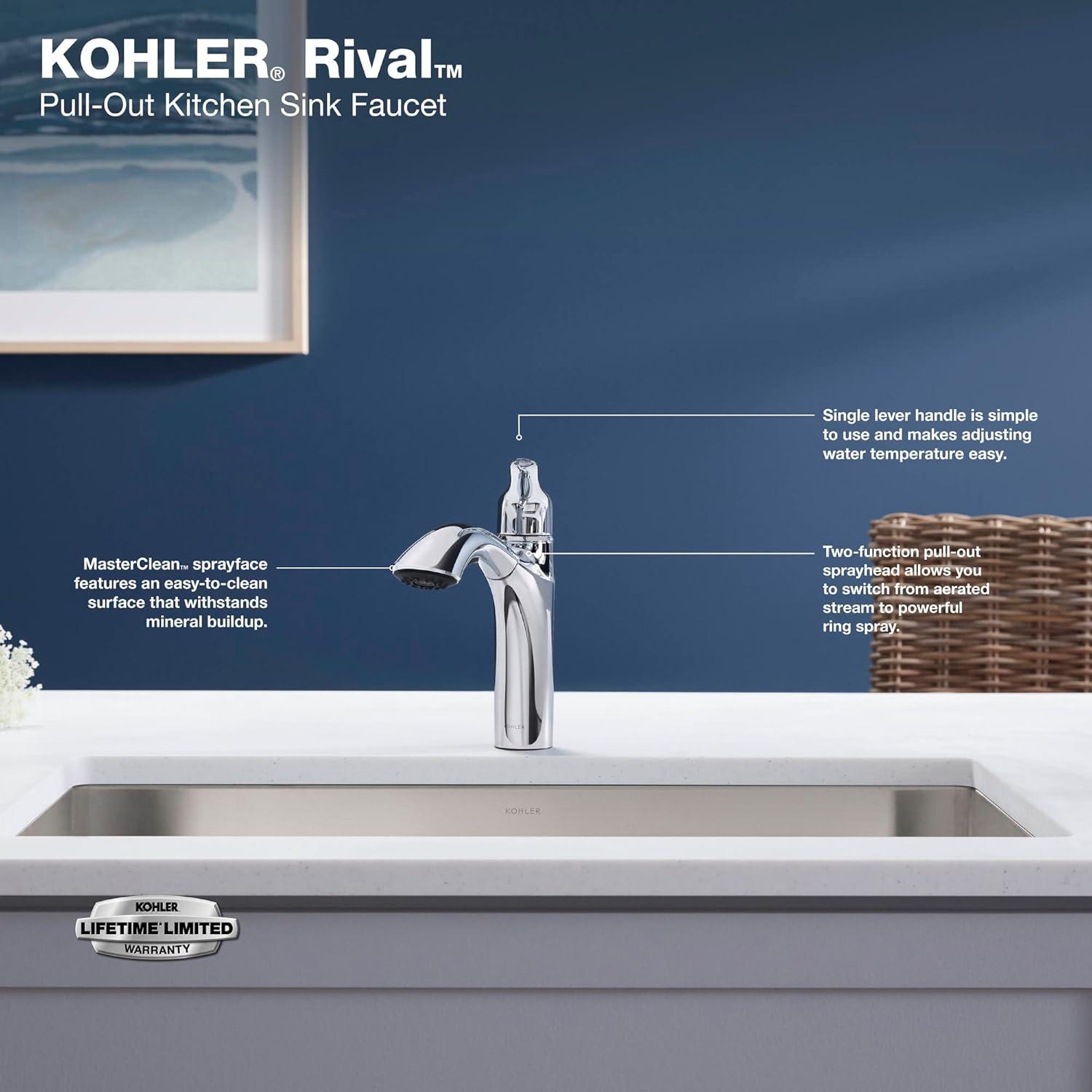 Rival Single-Handle Pull-Out Kitchen Sink Faucet With Two-Function Sprayhead