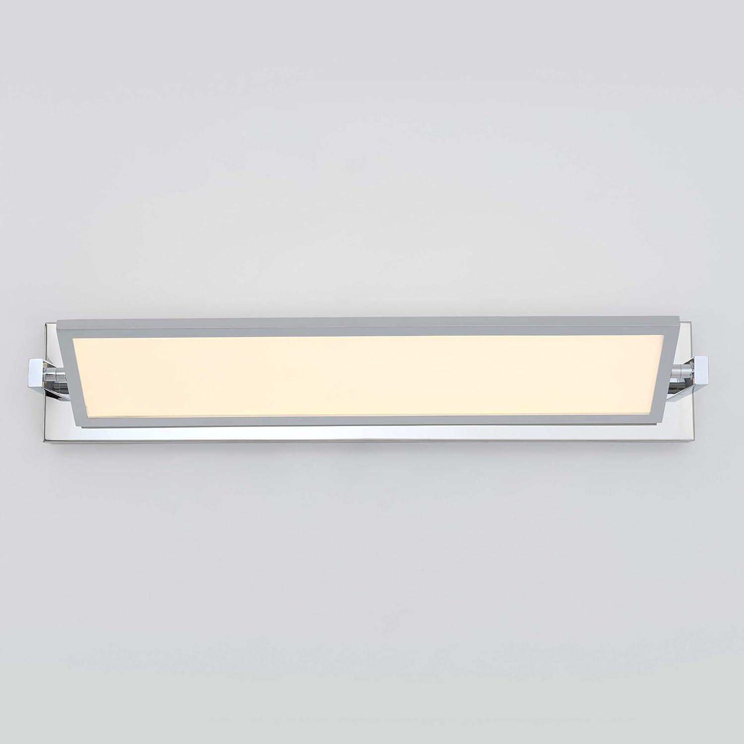 Chrome Flat Panel LED Vanity Light with Integrated LED