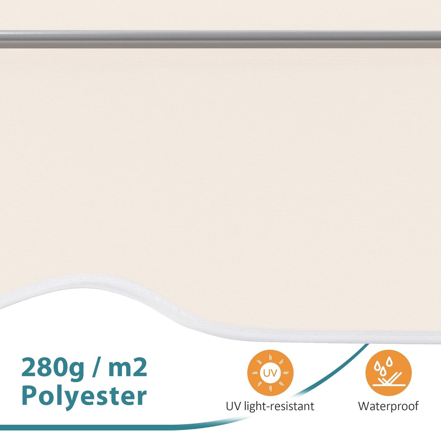 MCombo Polyester Cover Patio Window Awning, Manual Retractable Sunshade Canopy
