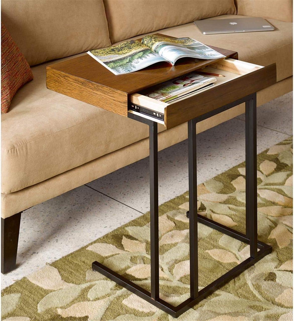 Wynn Black Wood Pull-Up Table with Inner Storage, 22"x26"