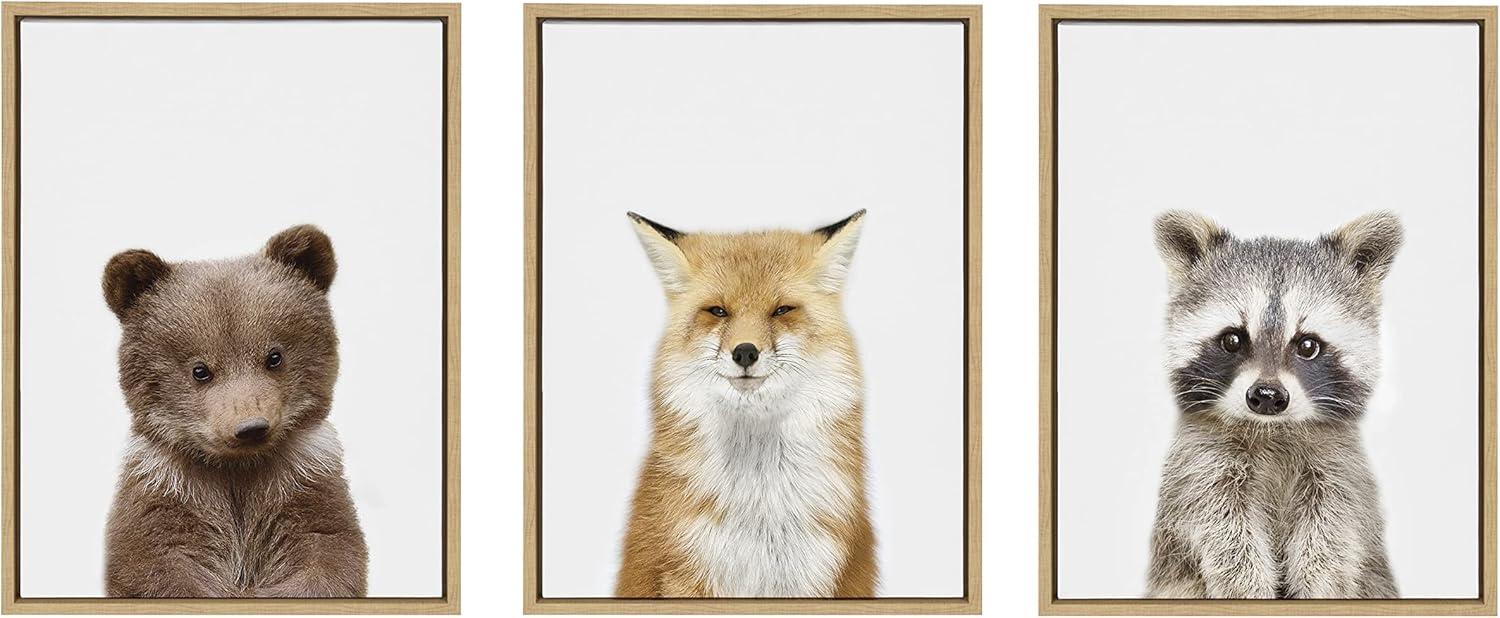 Kate and Laurel Sylvie Studio Bear, Studio Fox and Studio Raccoon Framed Canvas by Amy Peterson Art Studio