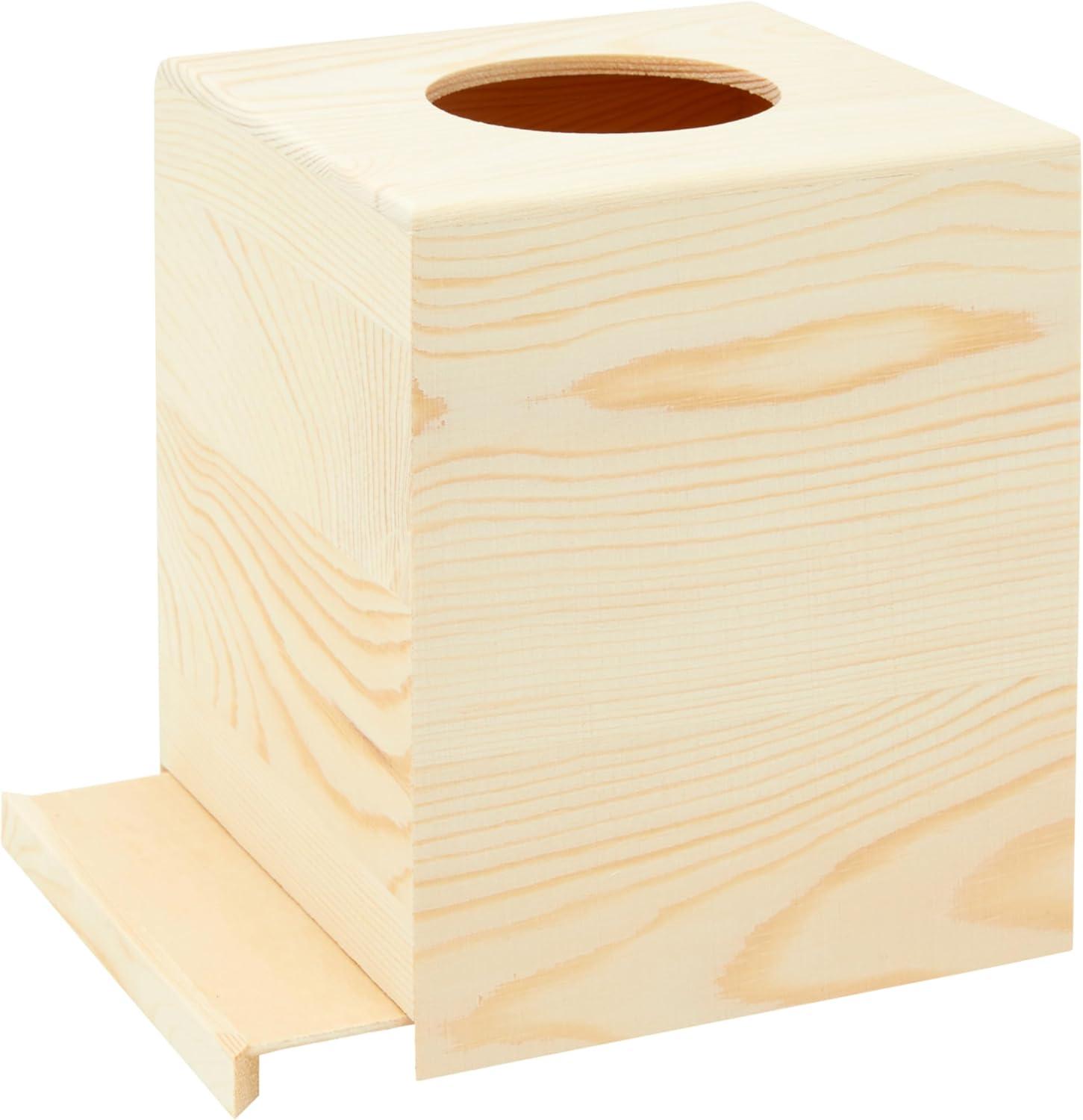 Juvale 2 Pack Unfinished Wood Tissue Box Cover for DIY Crafts, Home Decor, 5 x 5.5 in