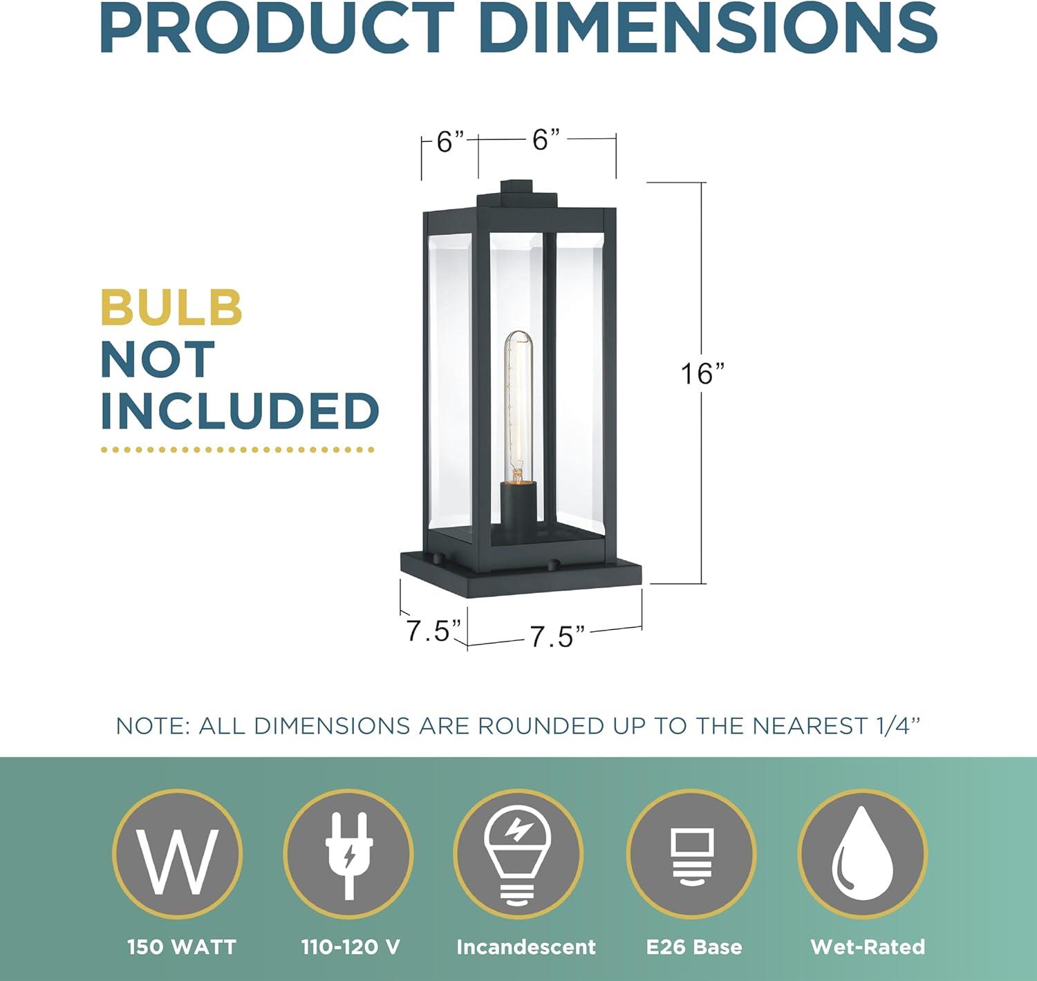 ZRQarq WVR9106EK Westover Outdoor Post Lantern, 1-Light 150 Watt, Earth Black