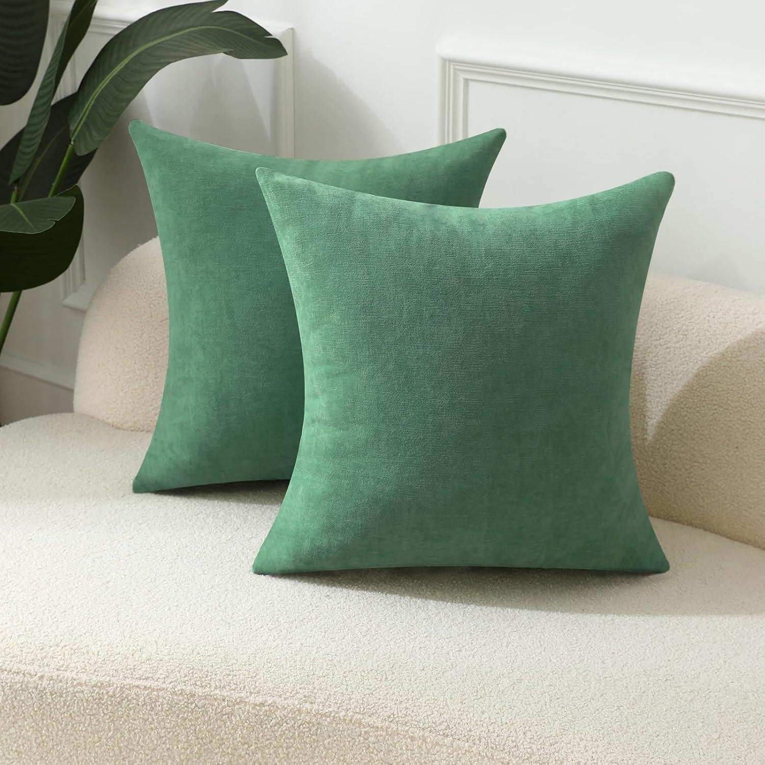 Mainstays 18" x 18" Green Solid Chenille Decorative Pillows (2 Count)