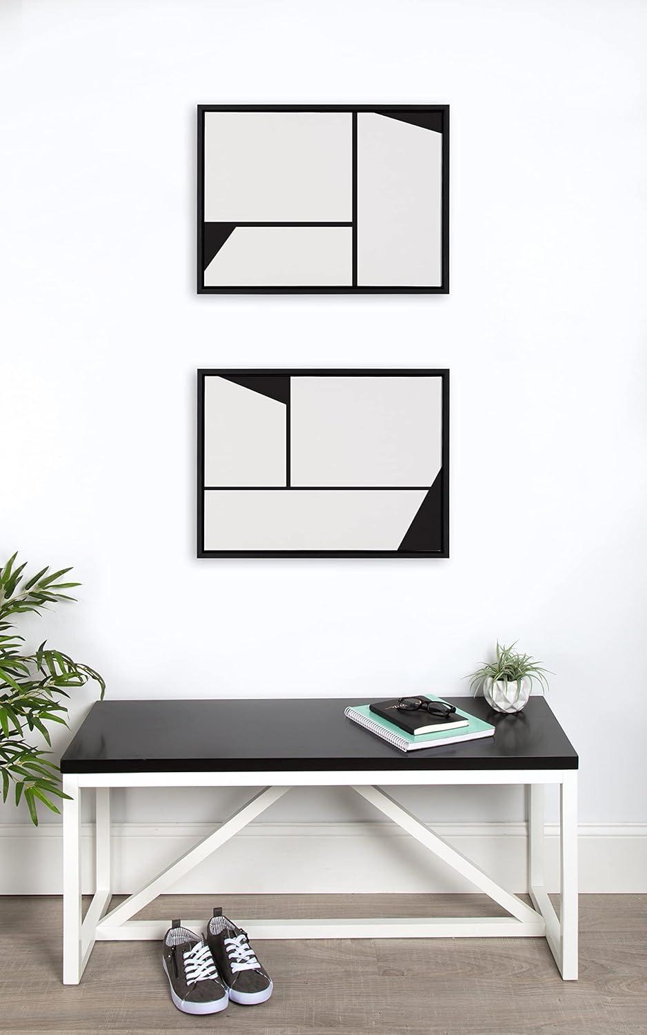 Kate and Laurel Sylvie Sleek Luxe Minimalist Black and White Abstract Framed Canvas Wall Art Set by The Creative Bunch Studio, 2 Piece 23x33 Black, Simple Minimal Art Set for Wall