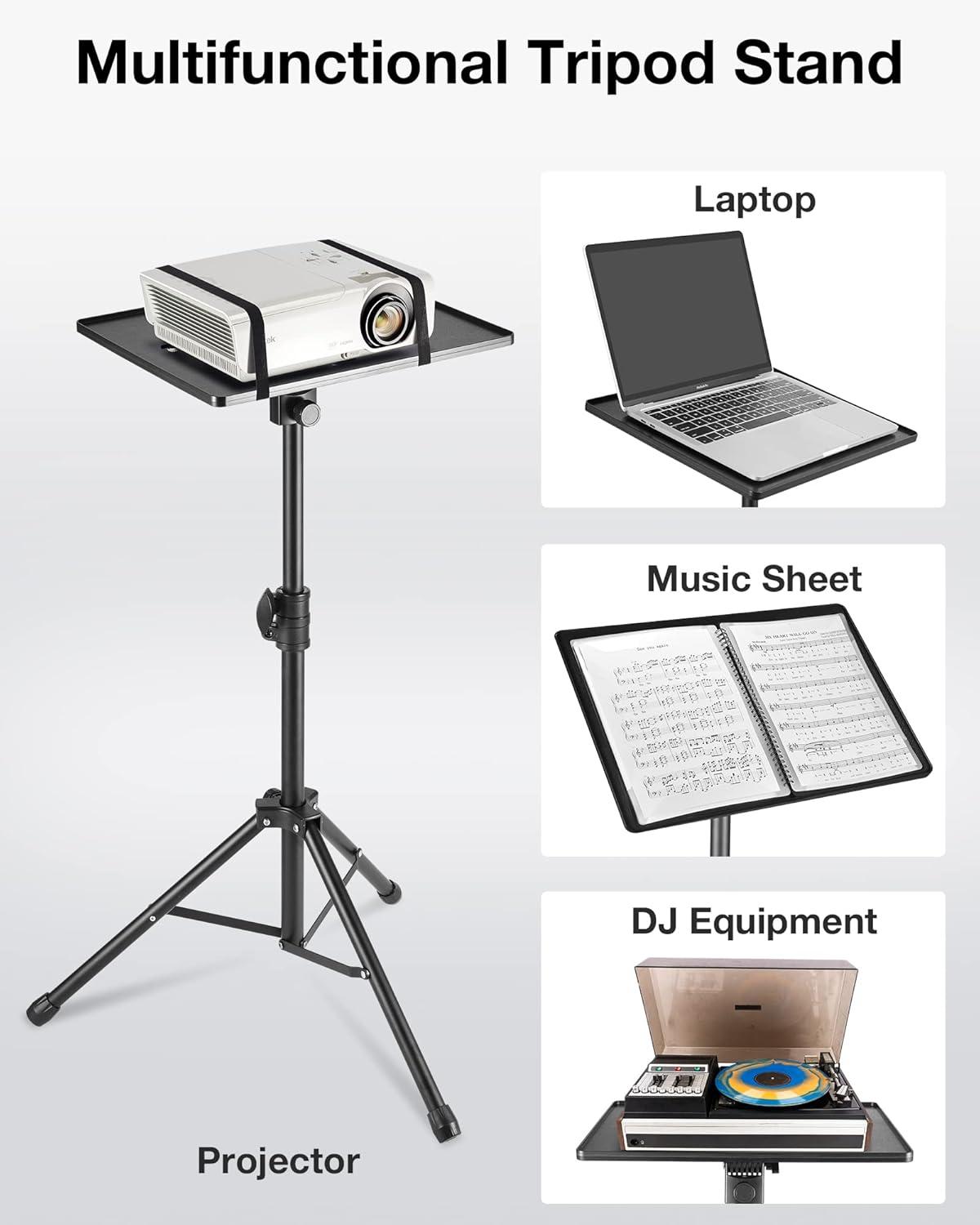 InnoGear Projector Stand Tripod, 21" to 38" Height Adjustable Portable Laptop Tripod Stand Music Stand Projector Tripod for Outdoor Office Home Stage Studio Podium Computer DJ Racks