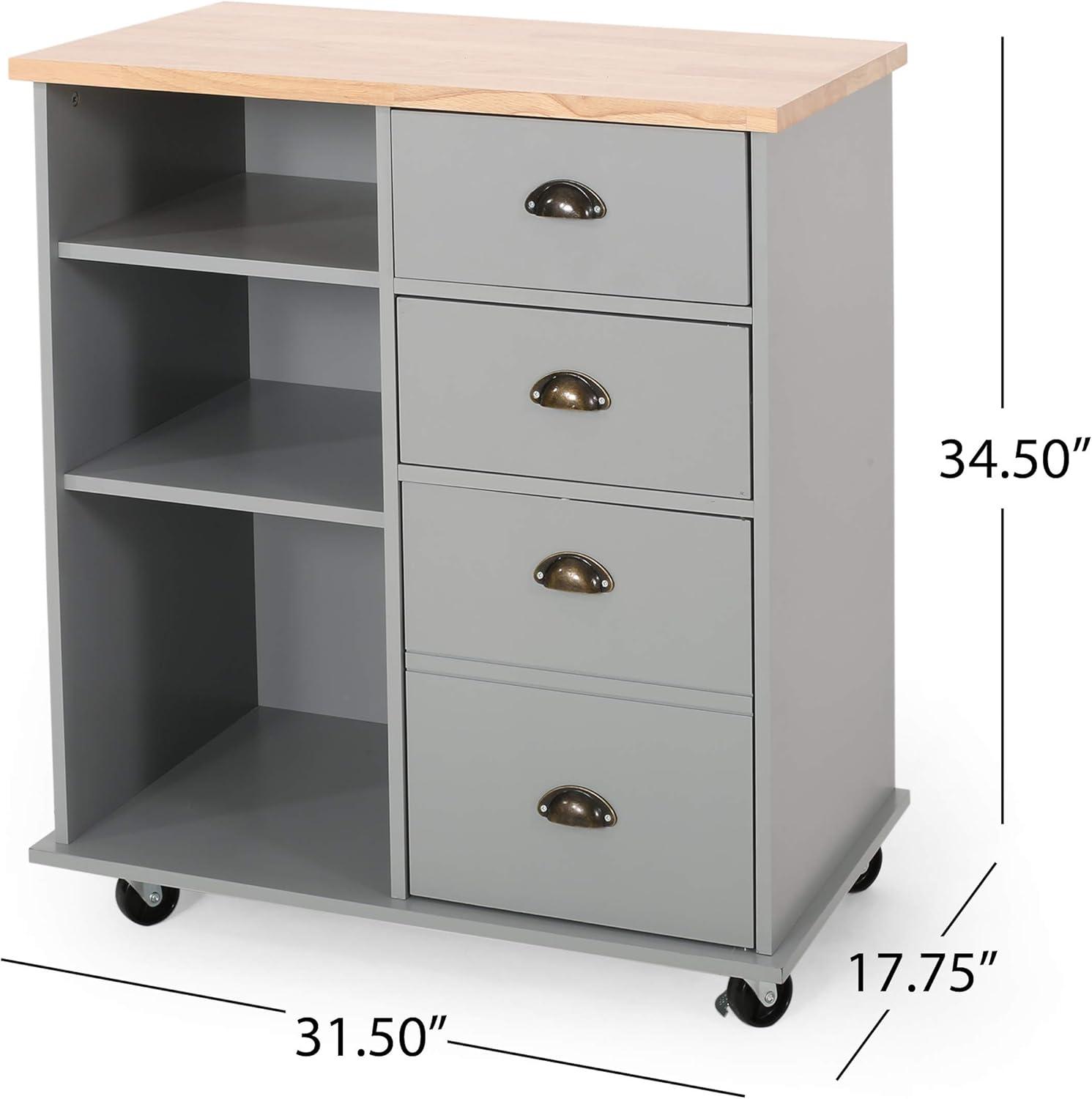 Provence Contemporary Kitchen Cart: Mobile Island, Storage, Rubberwood Surface - Christopher Knight Home