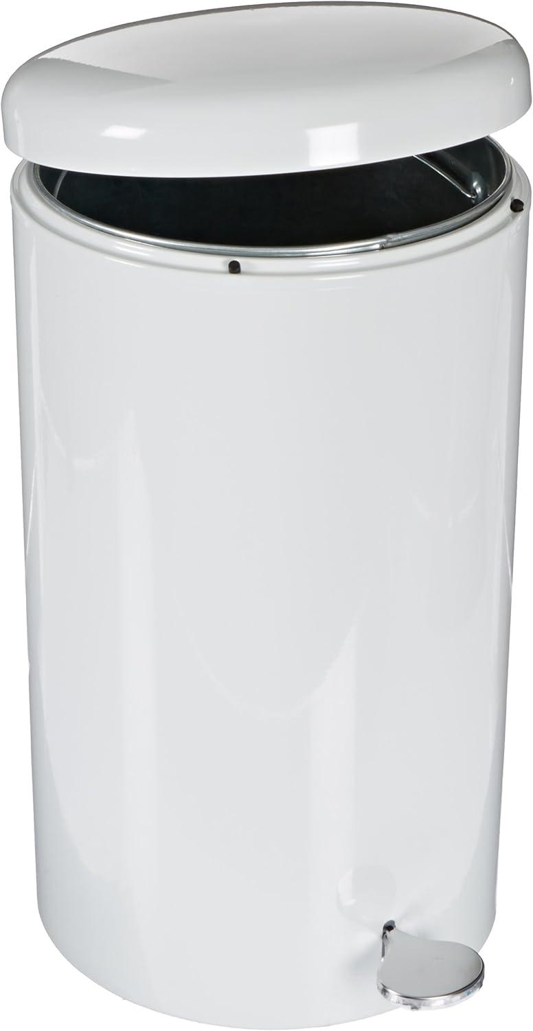 White 7-Gallon Stainless Steel Pedal Trash Can