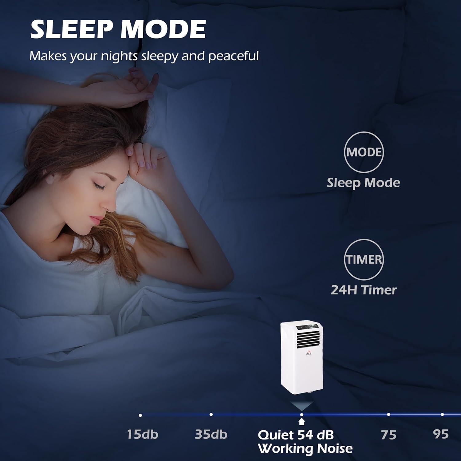 HOMCOM 10000 BTU Mobile Portable Air Conditioner with Cooling, Dehumidifier, Ventilating, Remote Control, 24-Hour Timer, Portable AC Unit for Bedroom, Living Room, Home Office, White
