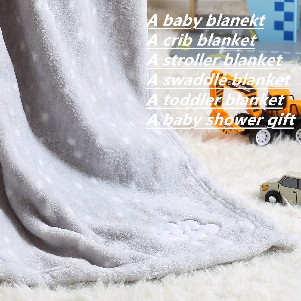 CREVENT 30''X40'' Cute Cozy Fluffy Warm Baby Blanket for Boys Infants Toddlers' Bedding Crib Cot Stroller, Baby Shower Birthday Newborn's Gift - Grey Cloud