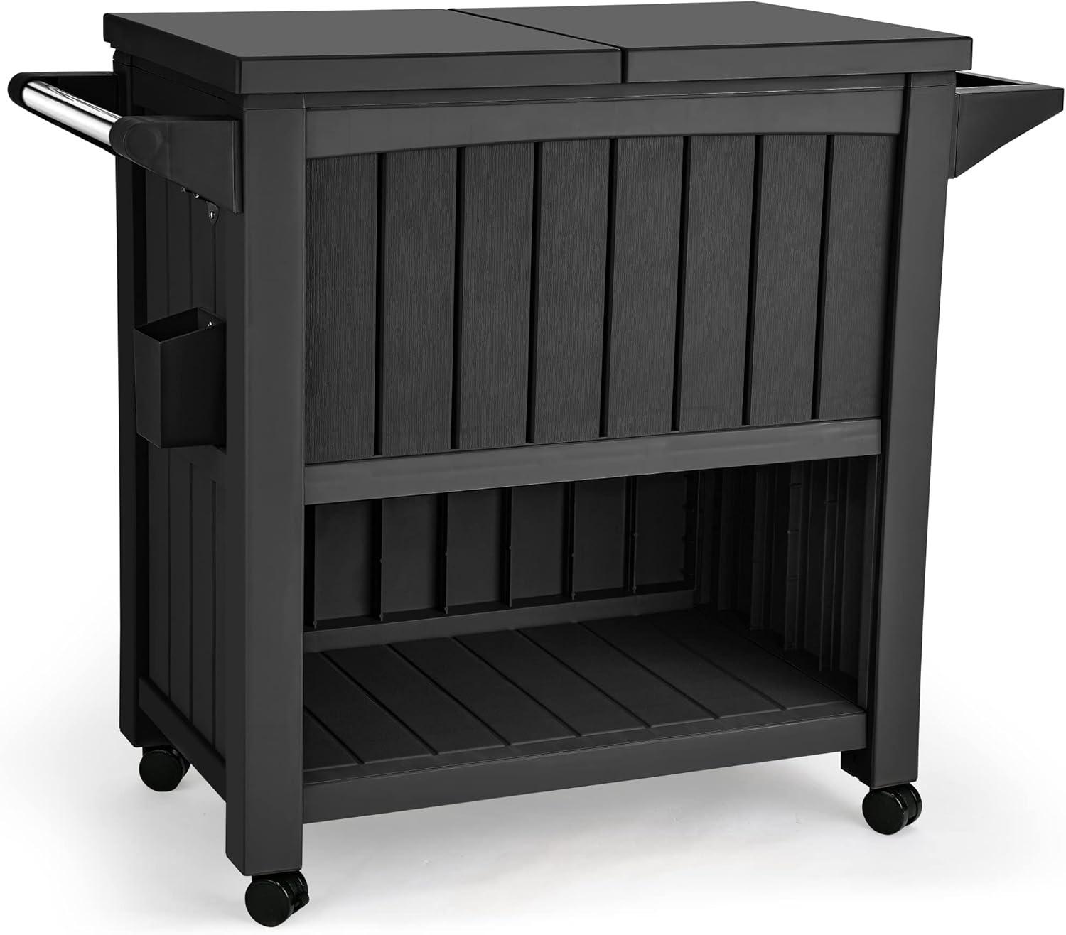 YITAHOME 85 Quart Rolling Cooler Cart with Bottle Opener Drainage, Portable Cooler on Wheels, Outdoor Beverage Cart Ice Chest for Patio Pool Deck Party BBQ Cookouts (Taupe)