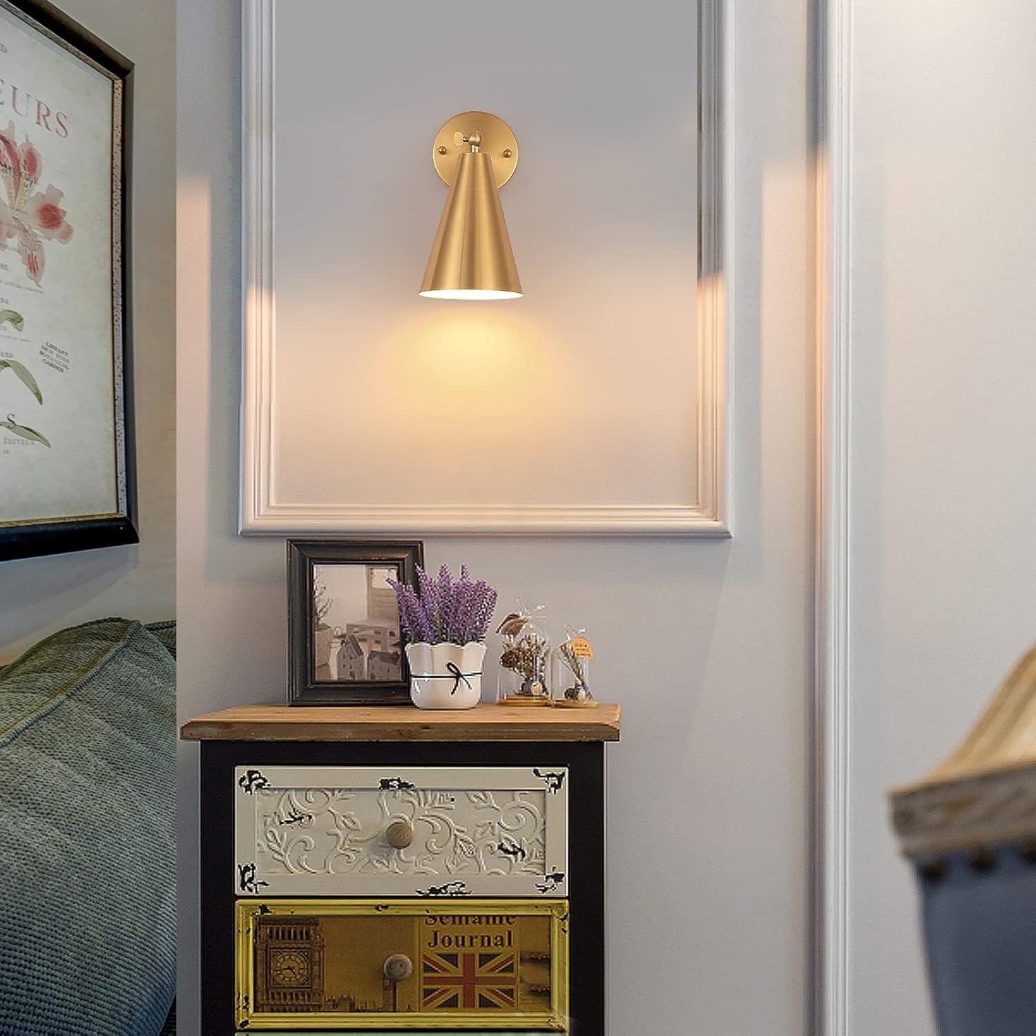 Gold Swing Arm Wall Lamp Set Of 2, Modern Adjustable Wall Mounted Sconce