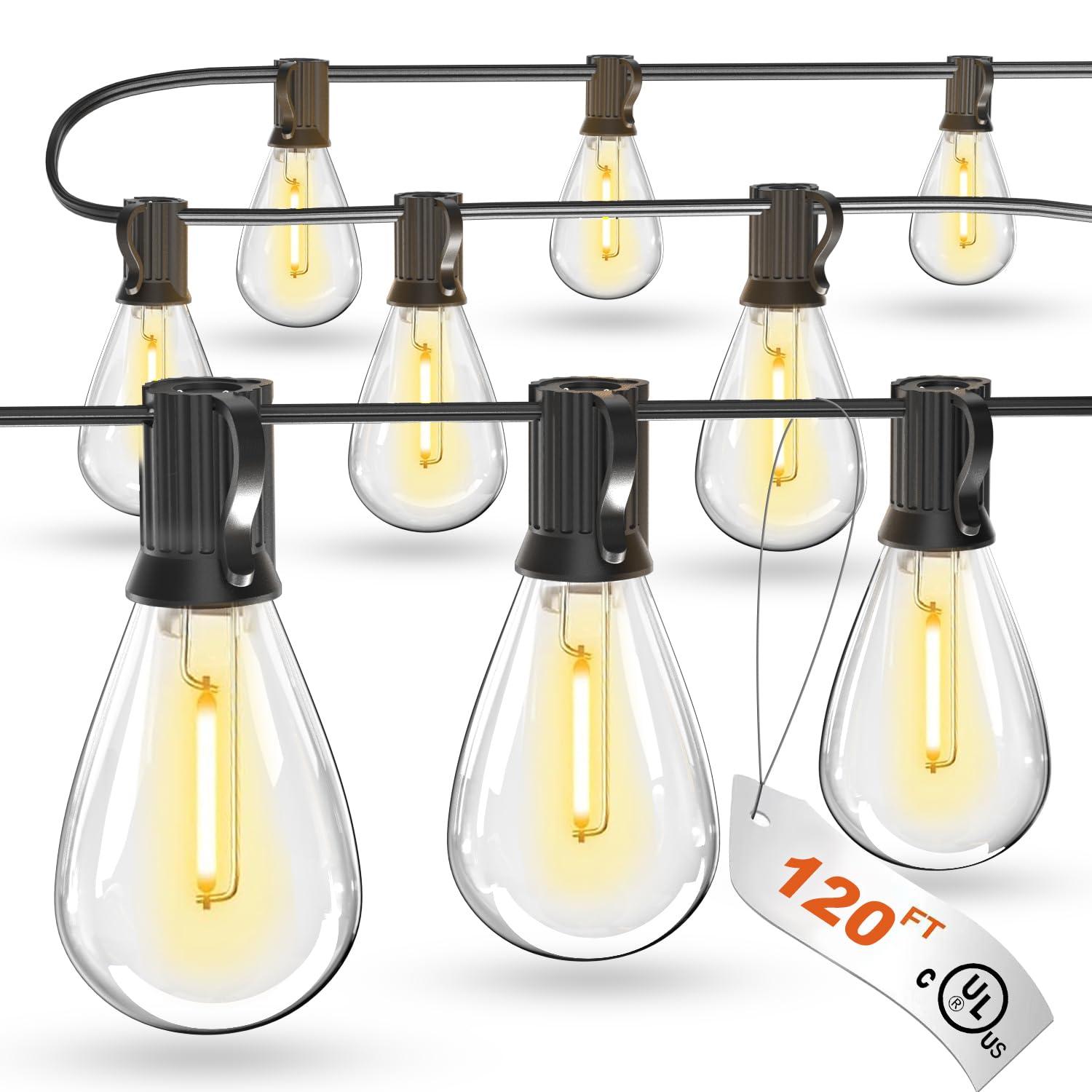 luckystyle 30FT LED Outdoor String Lights with 8+1 Edison Shatterproof Waterproof Bulbs, 2700K Commercial Grade Patio Lights, Heavy Duty Outside Hanging Outdoor Lights for Garden Porch Deck Decor