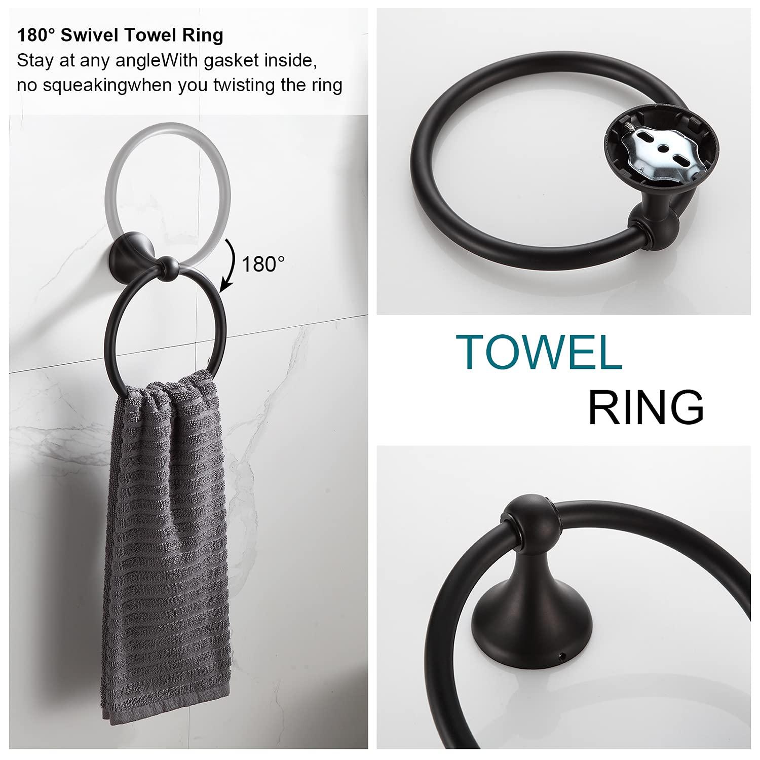 BGL Bathroom Hardware Set Matte Black Adjustable Expandable Towel Bar 4-Piece Bathroom Accessory Set Wall Mounted Robe Hook Toilet Paper Holder Towel Ring Towel Bar
