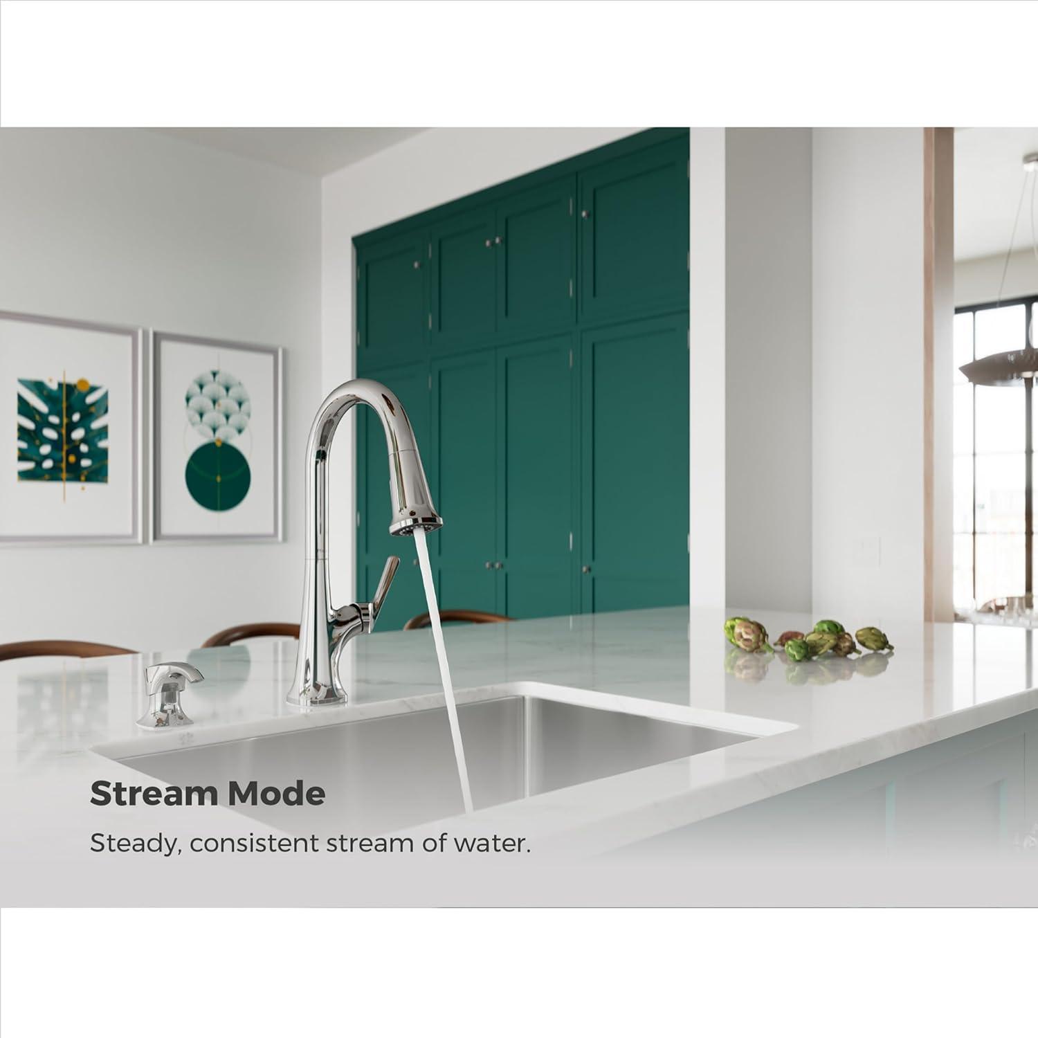 Pfister Ridgeline Kitchen Faucet with Pull Down Sprayer and Soap Dispenser, Single Handle, High Arc, Polished Chrome Finish, F5297RGC