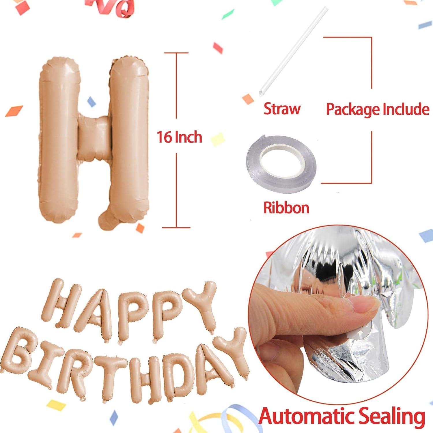 comerut 16inch Happy Birthday Letter Aluminum Foil Balloons Decoration Party Supplies