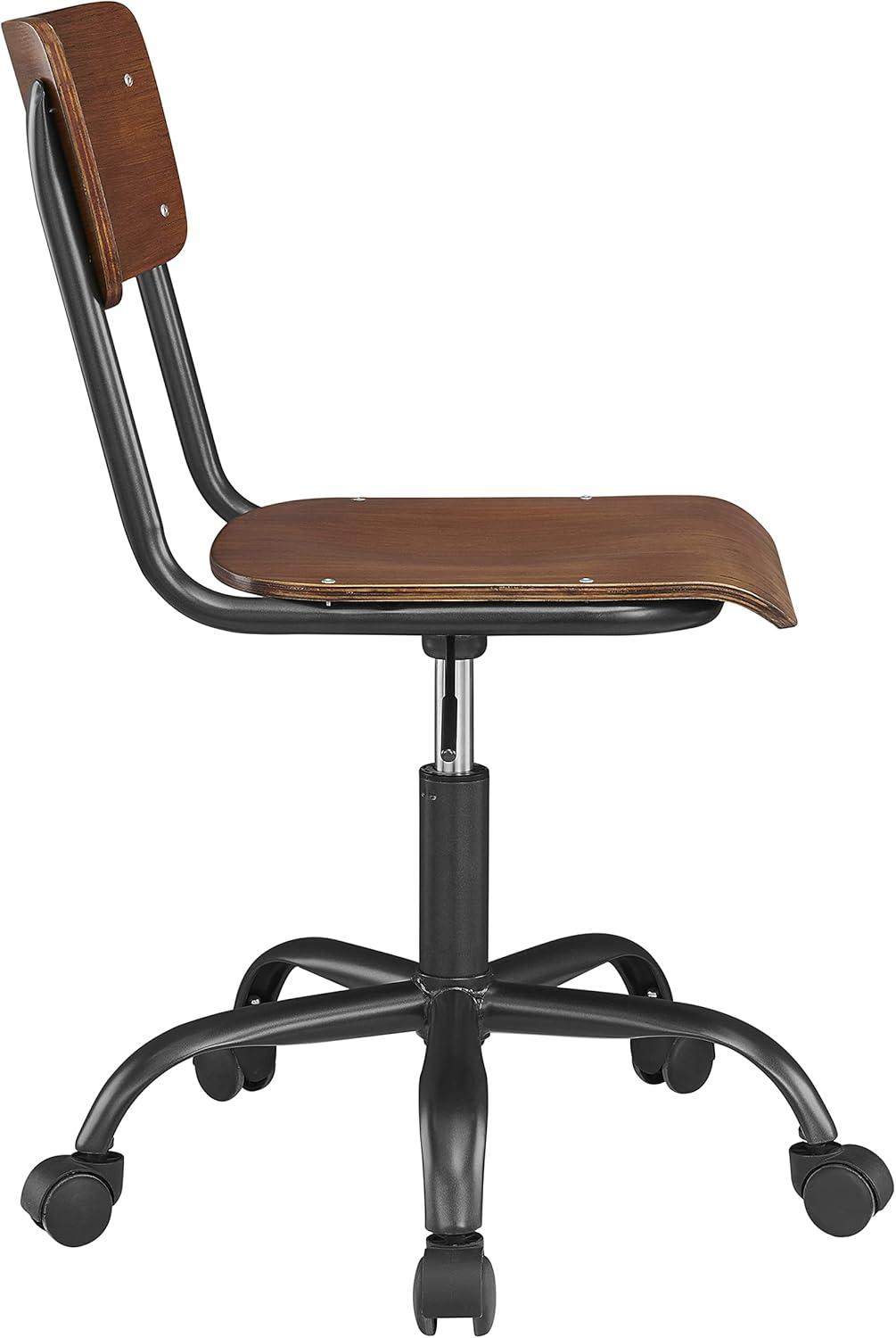 Adjustable Walnut & Metallic Gunmetal Office Chair