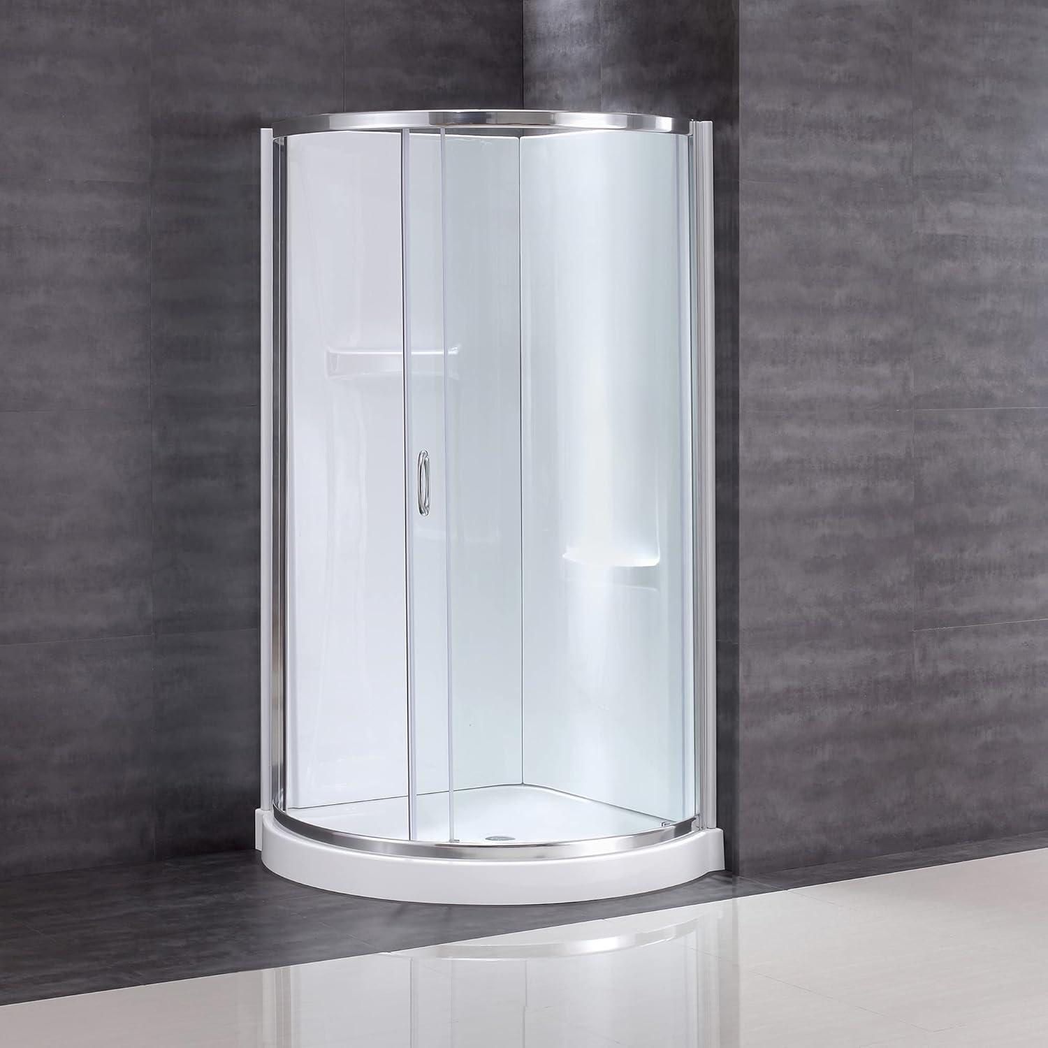 OVE Decors Breeze 33 in. Round Shower Kit w/ Clear, Base, Wall