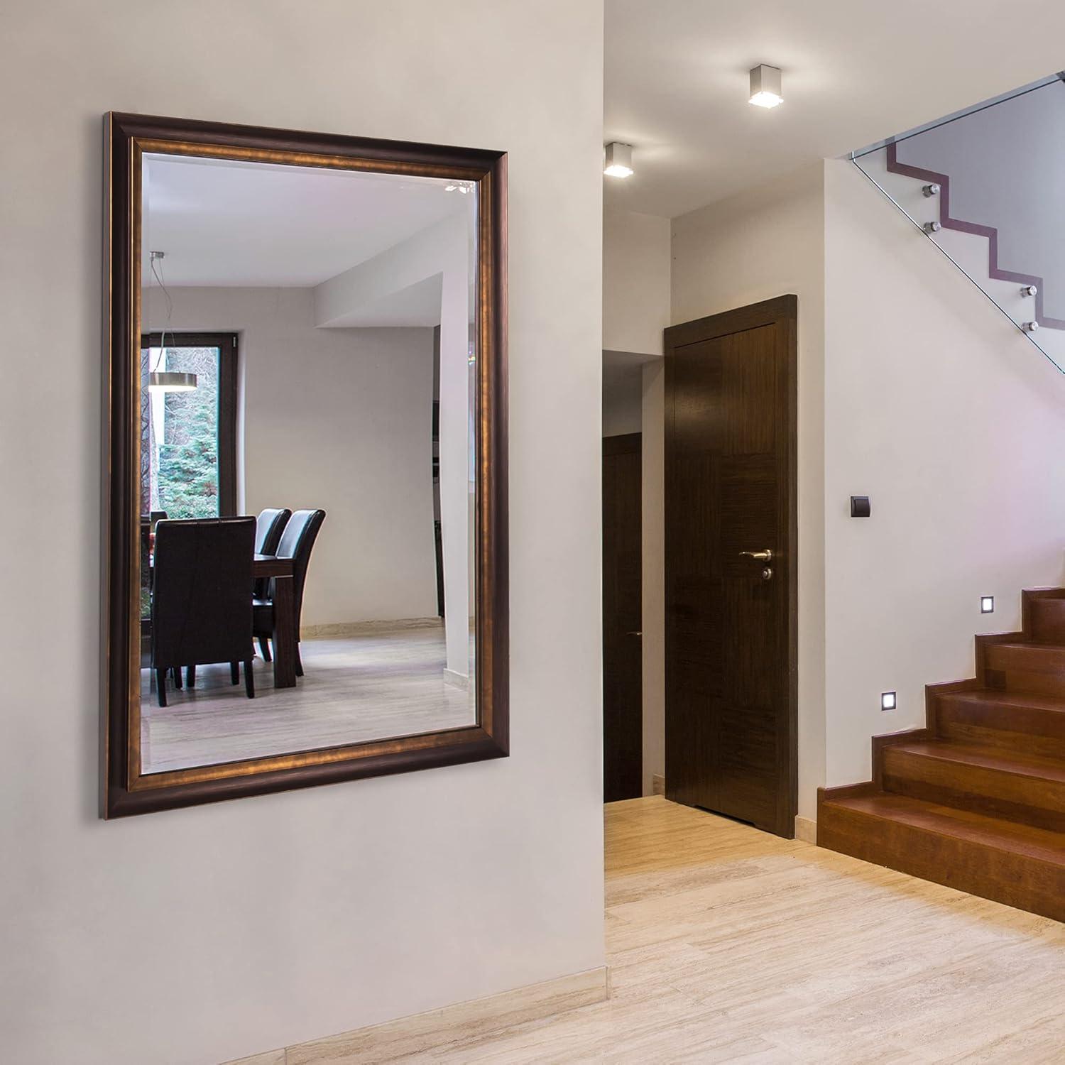 Head West Bronze & Copper Oil-Rubbed Framed Rectangle Wall Mirror with 4 D-Ring Hangers - 28" x 40"