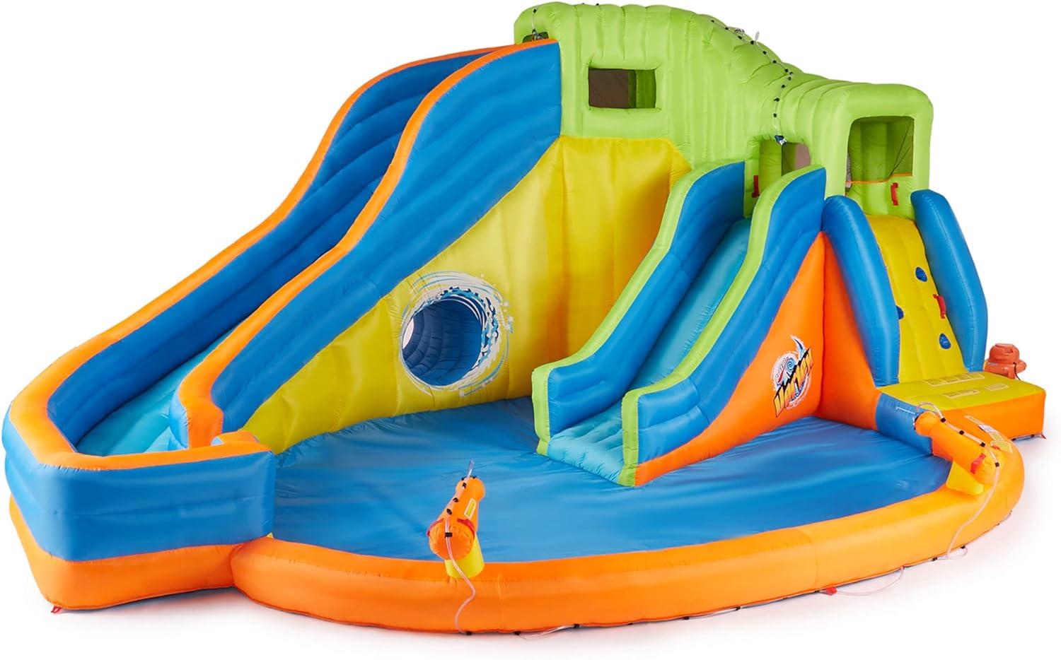 Banzai Banzai Pipeline Twist Kids Inflatable Outdoor Water Pool Aqua Park and Slides