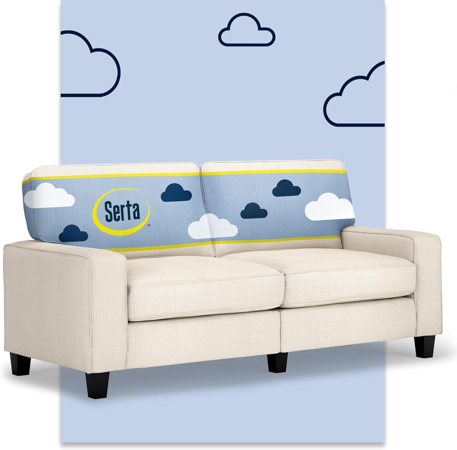 Serta Palisades 73" Track Arm Sofa, Easy Care Fabric, Soft Pillow Back, Pocket Coil Seat Cushions