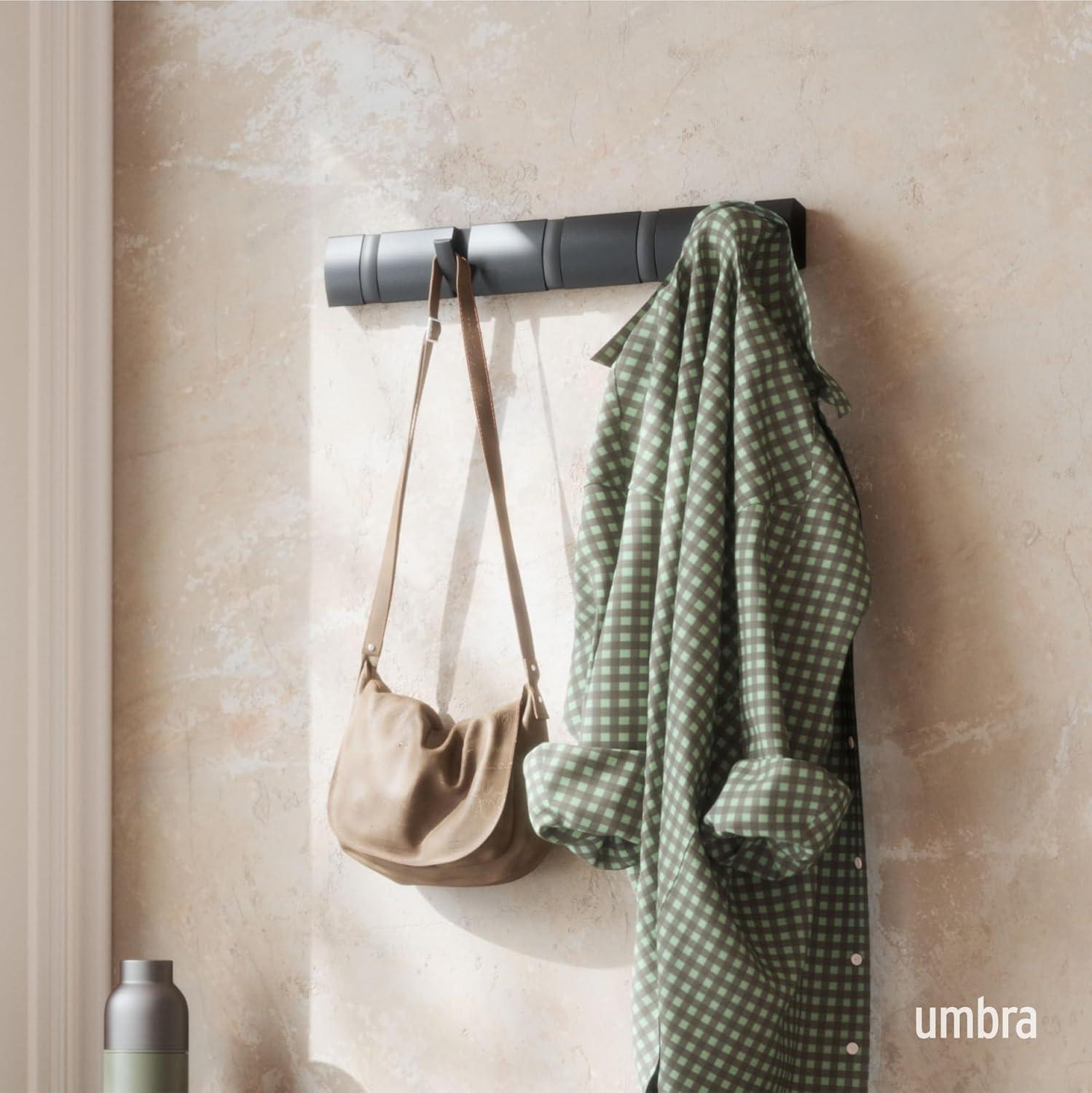 Umbra Flip Solid Wood, Metal Wall 5 - Hook Wall Mounted Coat Rack