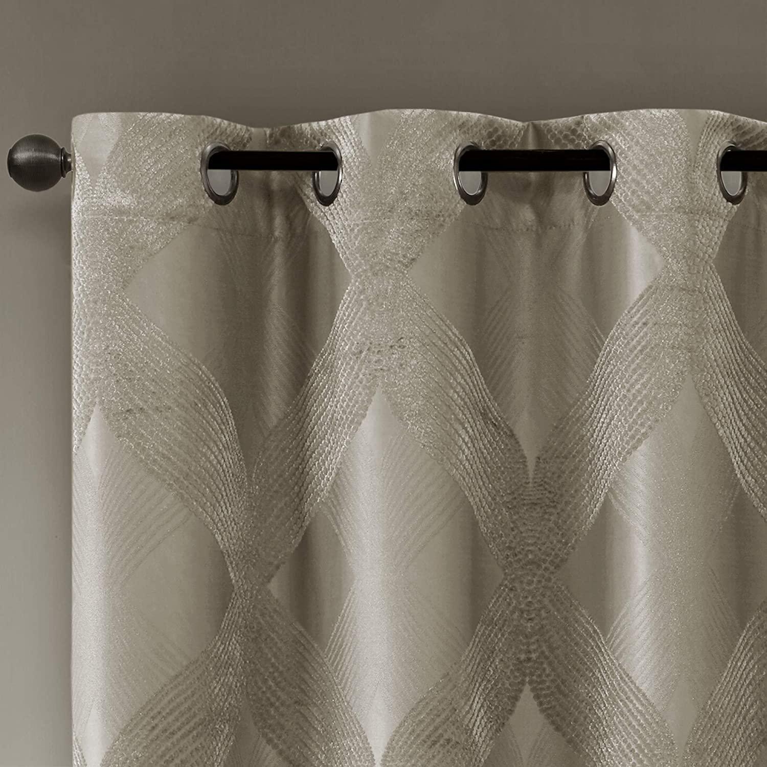 Madison Park Bentley Ogee Knitted Jacquard Geometric Total Blackout Single Curtain Panel