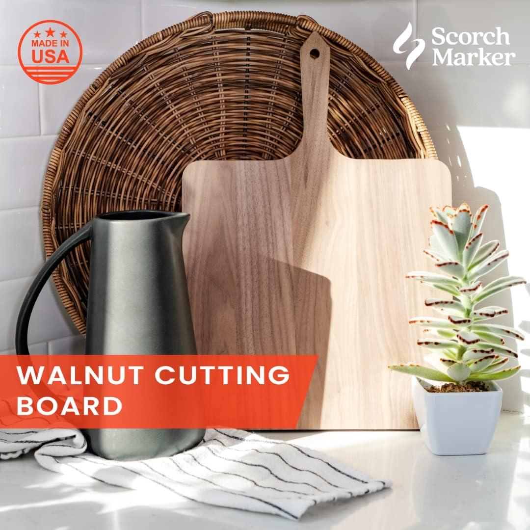 Scorch Marker Walnut Cutting Board, Personalizable Woodburning Piece for Kitchen Use or Decor, For Use with Scorch Marker and Our Vinyl Stencils