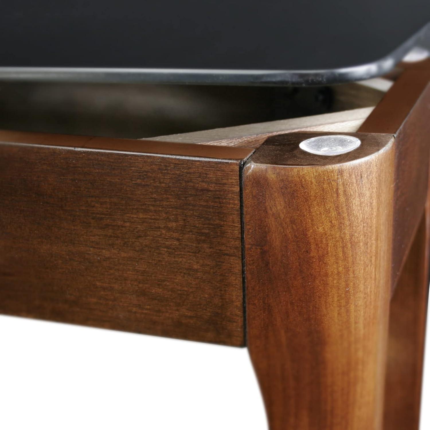 Leick Home 11105 Obsidian Glass Top Narrow Side Table with Shelf, Chestnut and Black Glass