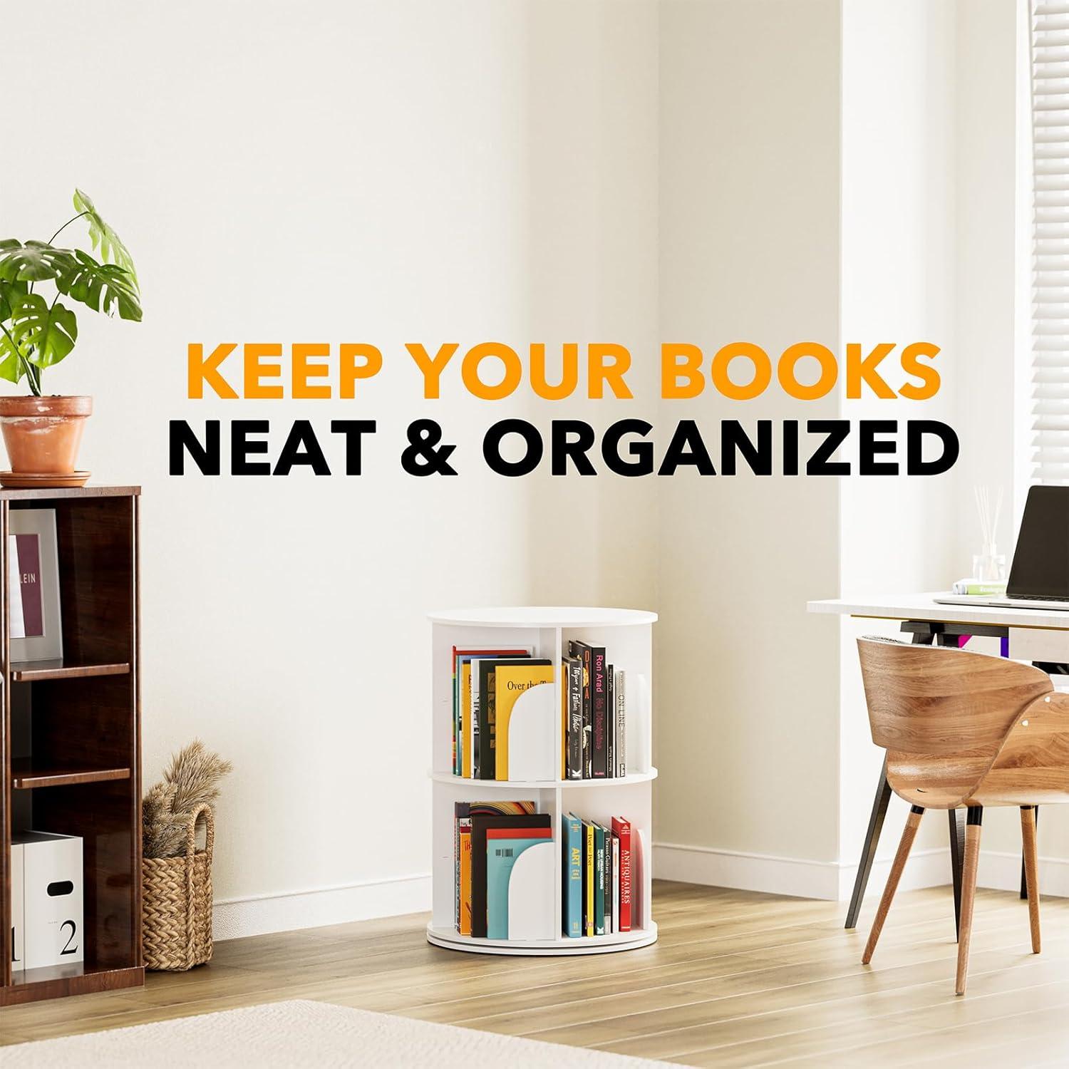 SpaceAid Rotating Bookshelf Tower, 360° Spinning Bookcase Lazy Susan, Revolving Round Carousel For Book Storage, Vertical Turning Spiral Corner Organizer