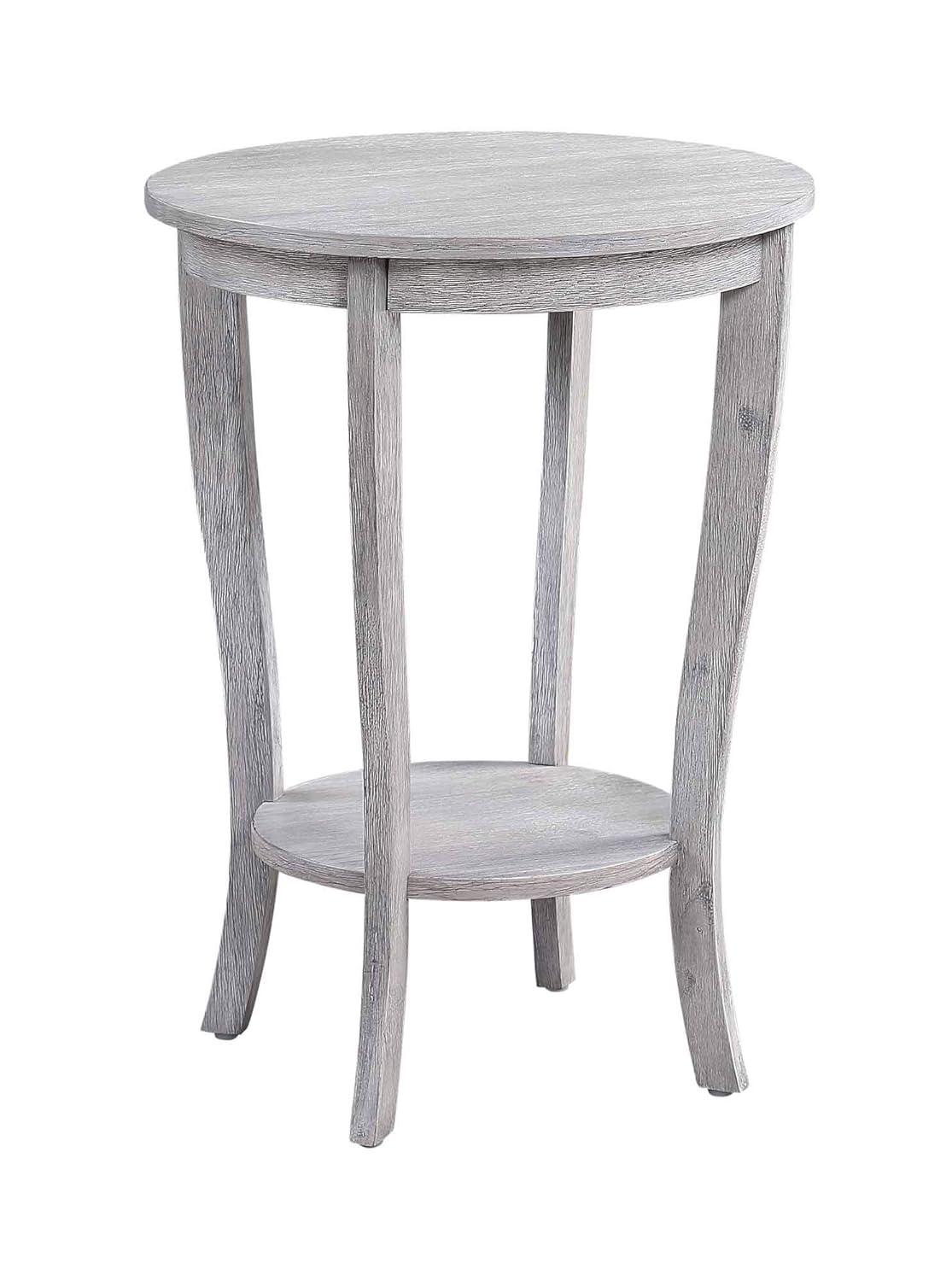 Convenience Concepts American Heritage Modern Round MDF Coffee Table, Wirebrush Light Gray
