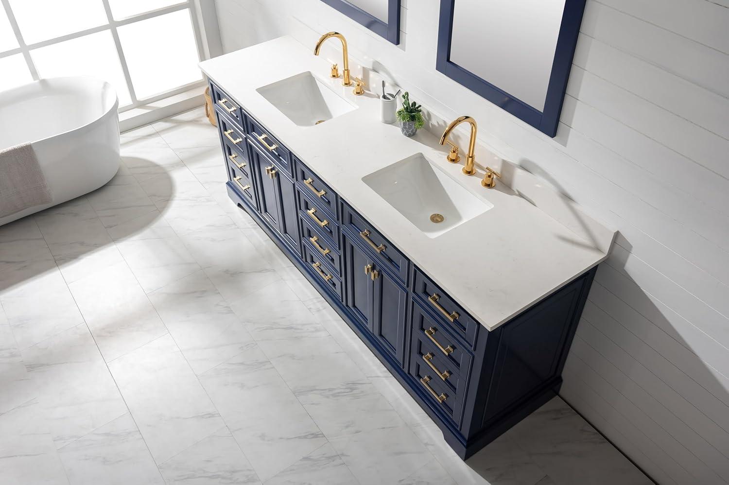 Design Element Milano 84" Double Sink Bathroom Vanity in Blue