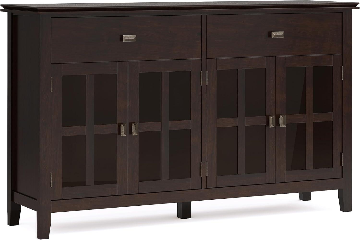 Artisan Dark Chestnut Brown Solid Wood 60" 4-Door Sideboard Buffet