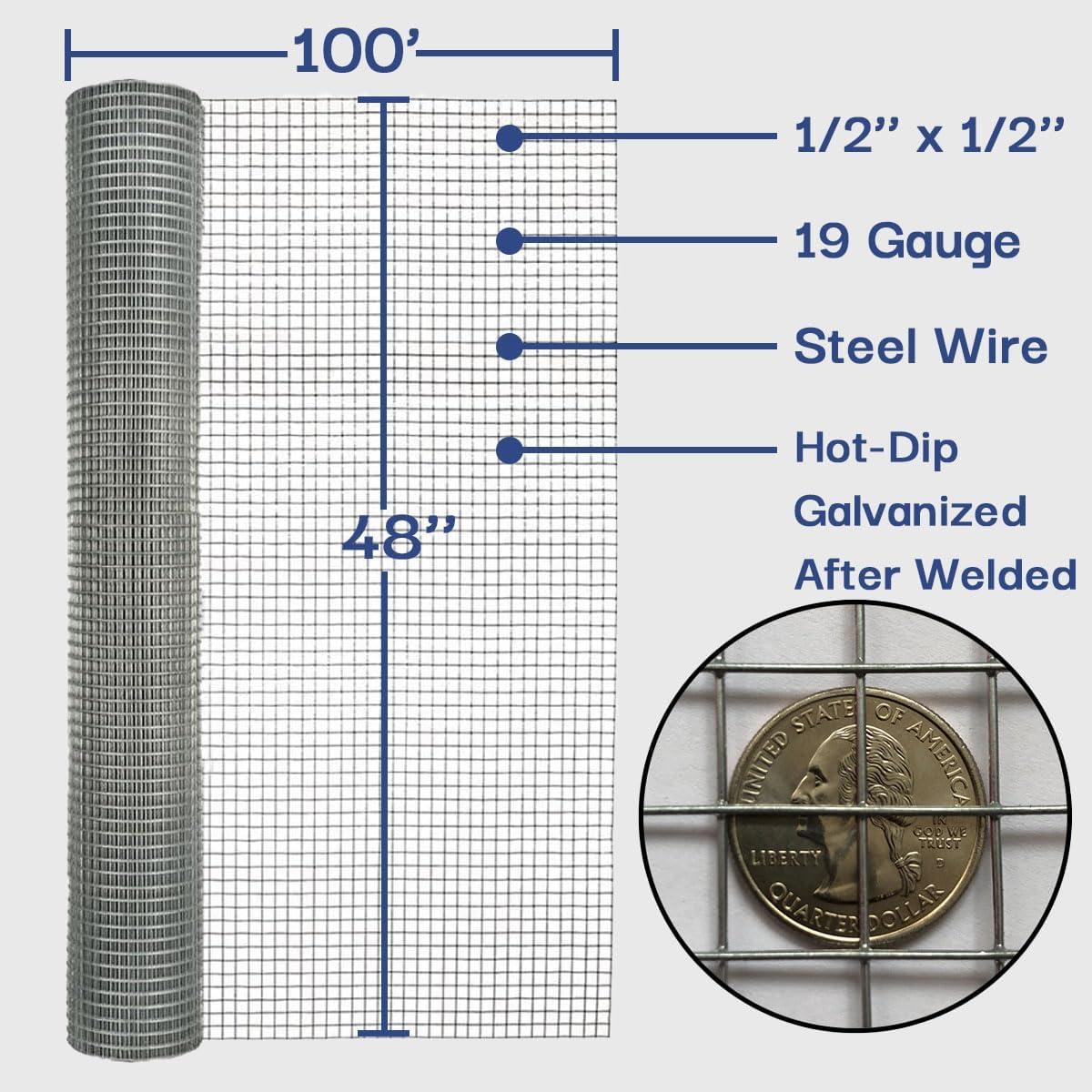 Galvanized Steel 48" x 100' Chicken Wire Mesh Roll