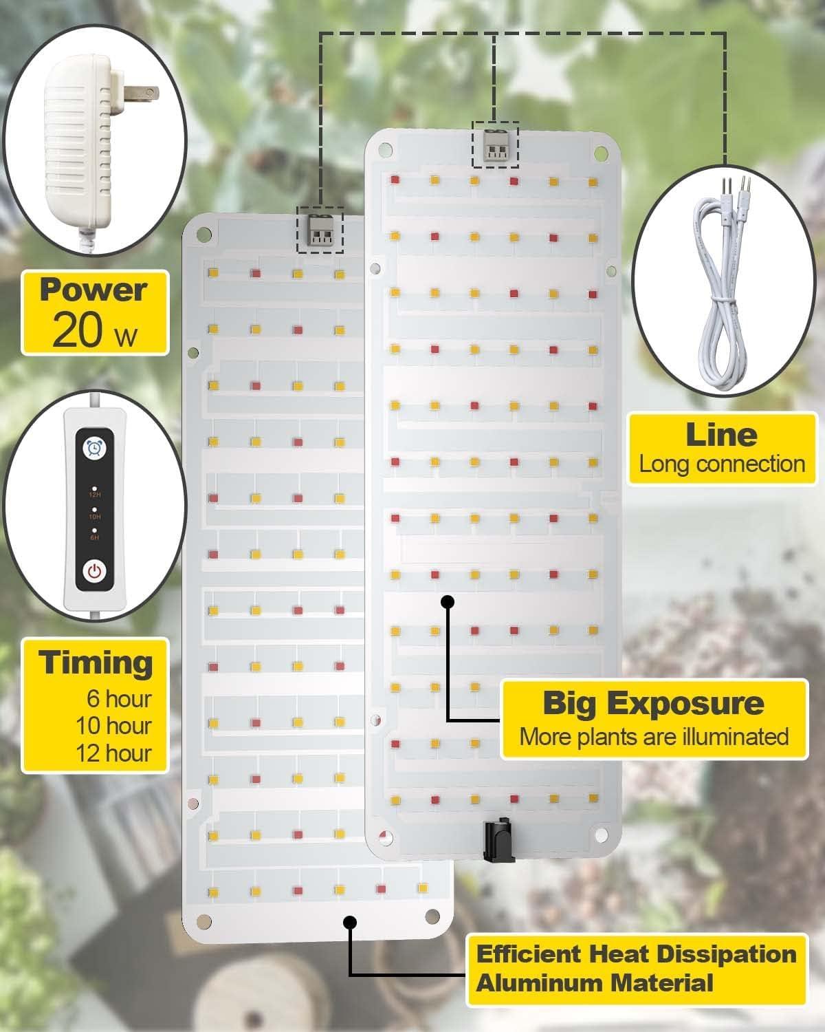 Ultra-Thin Full Spectrum LED Grow Light with Timer