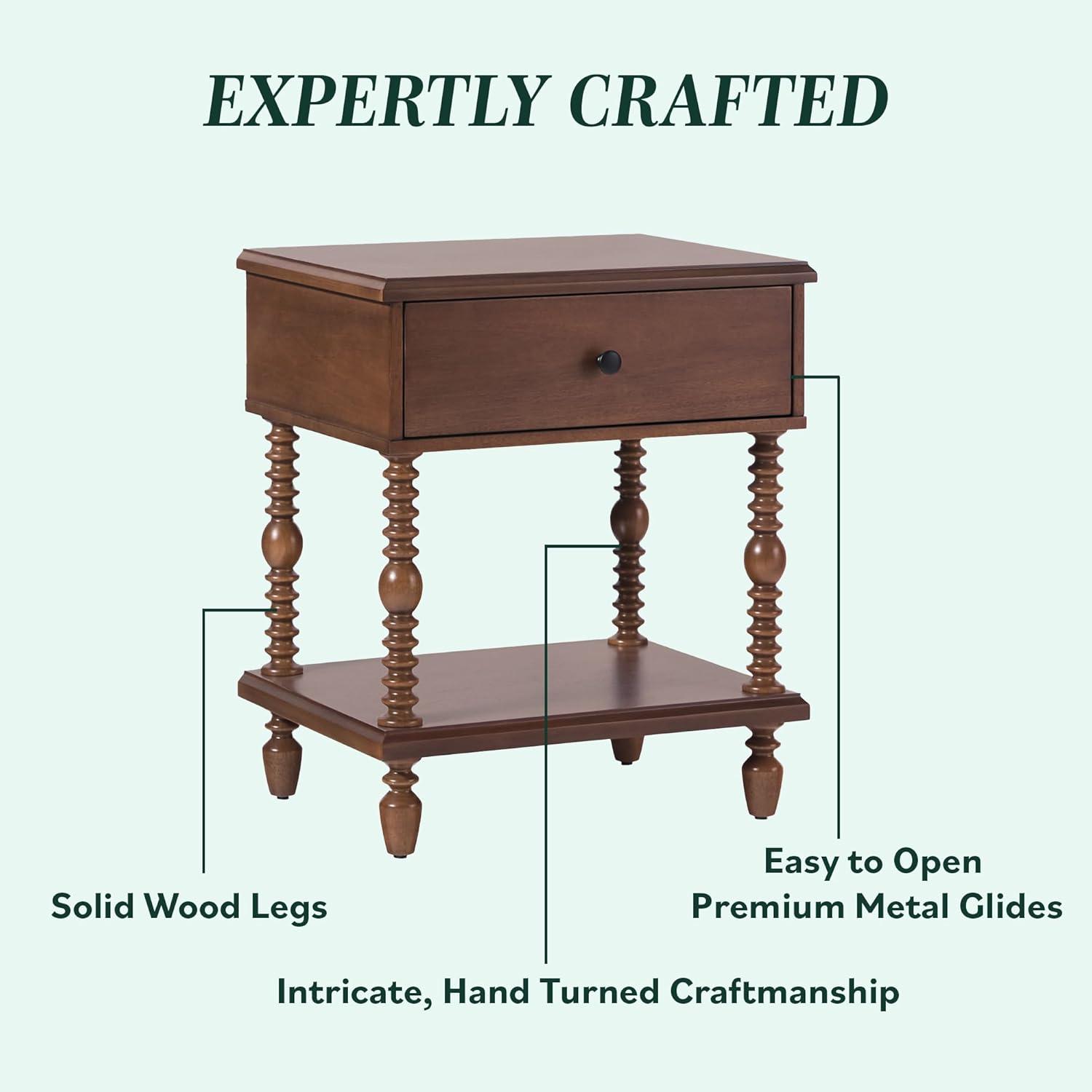 Vivienne Easy Assembly Solid Wood Spindle 1-Drawer Nightstand (Set of 2)